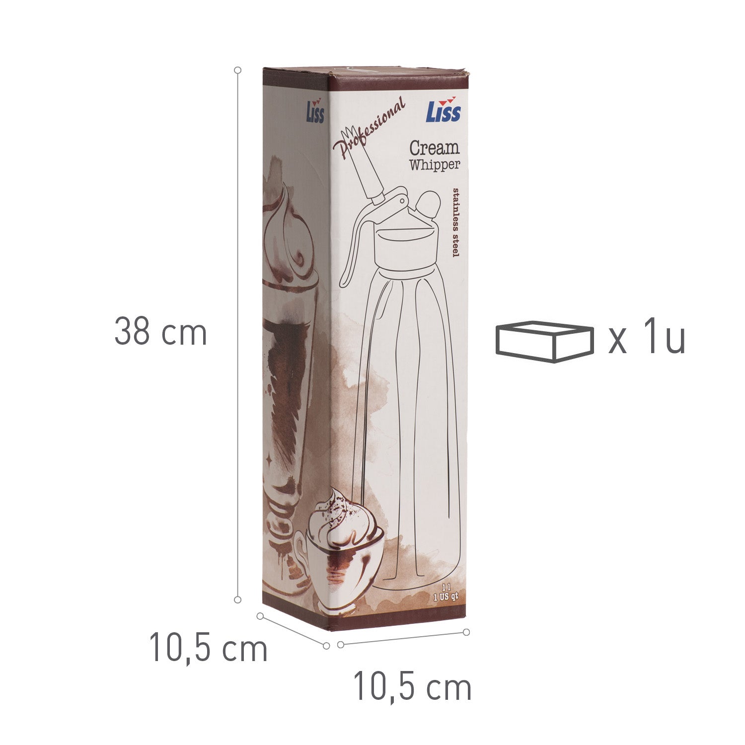SIFÃO DE AÇO INOXIDÁVEL PARA NATAS (NO2) 1L