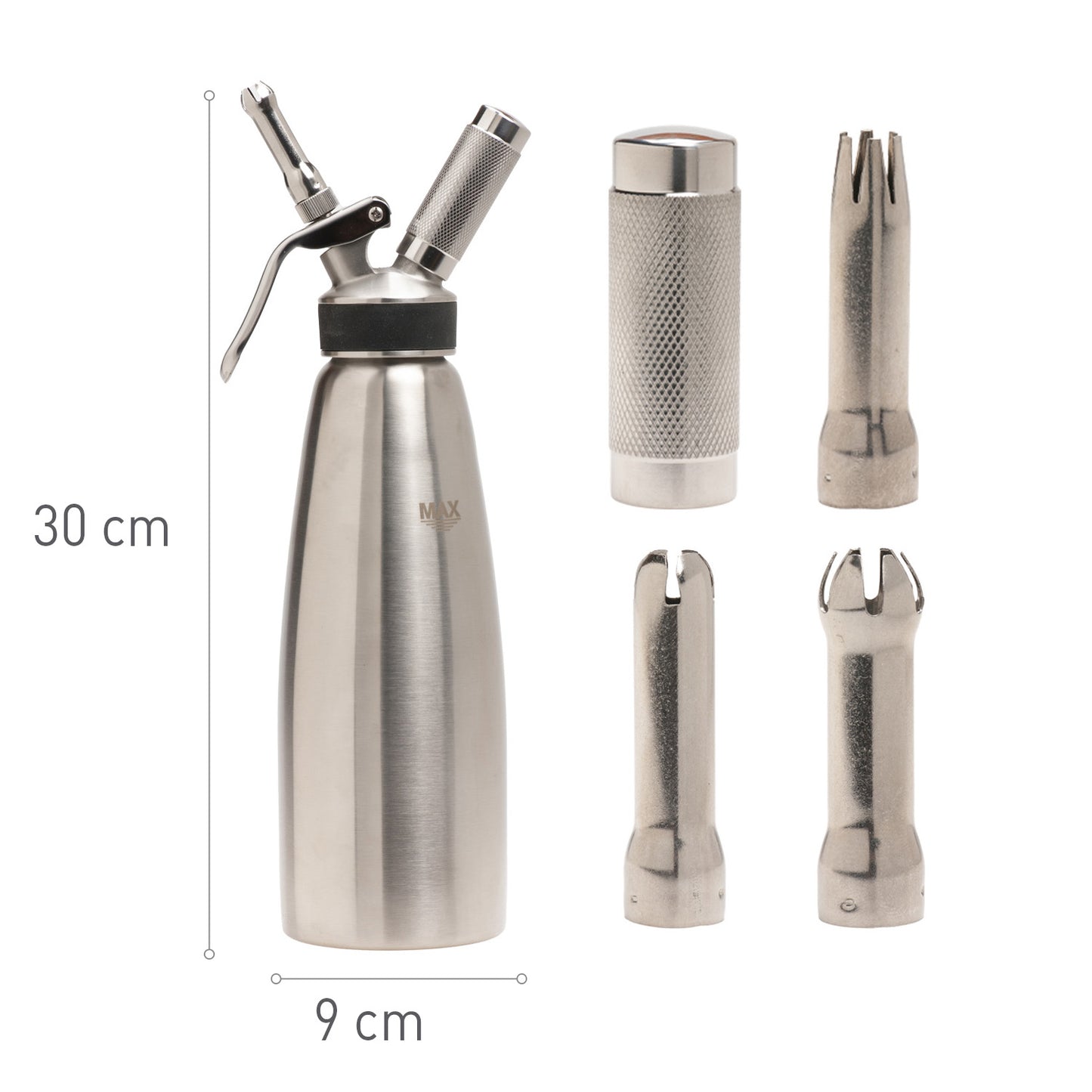 SIFÃO DE AÇO INOXIDÁVEL PARA NATAS (NO2) 1L