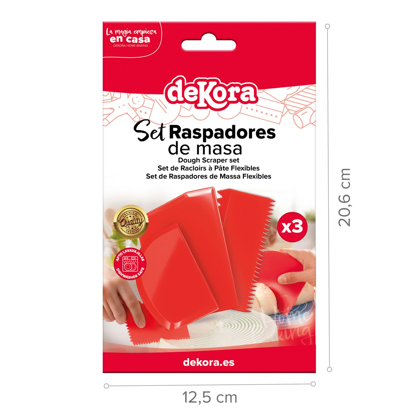 PACK DE 3 RASPADORES DE MASSA- DEKORA HOME BAKING