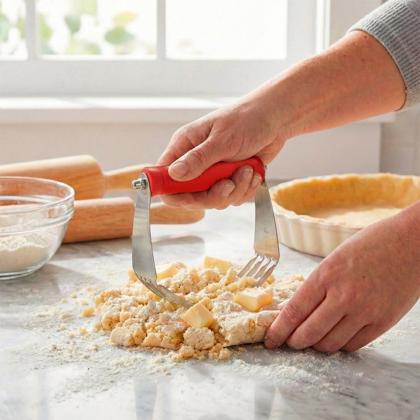 AMASADORA DE MANO ACERO INOX. HOME BAKING