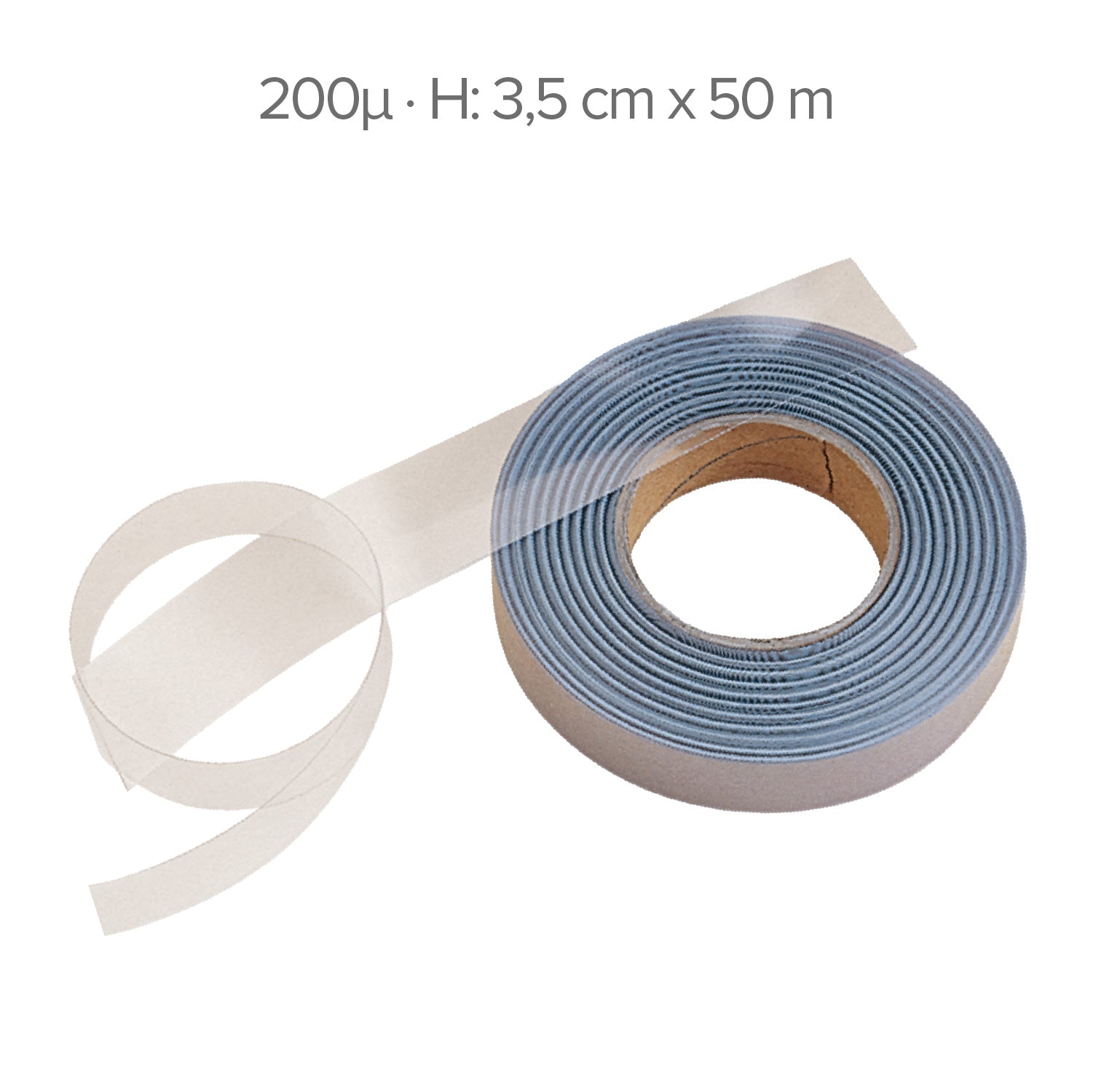 RULLO DI PVC TRASPARENTE – 50 M – H 3,5 CM – 200µ (ACETATO)