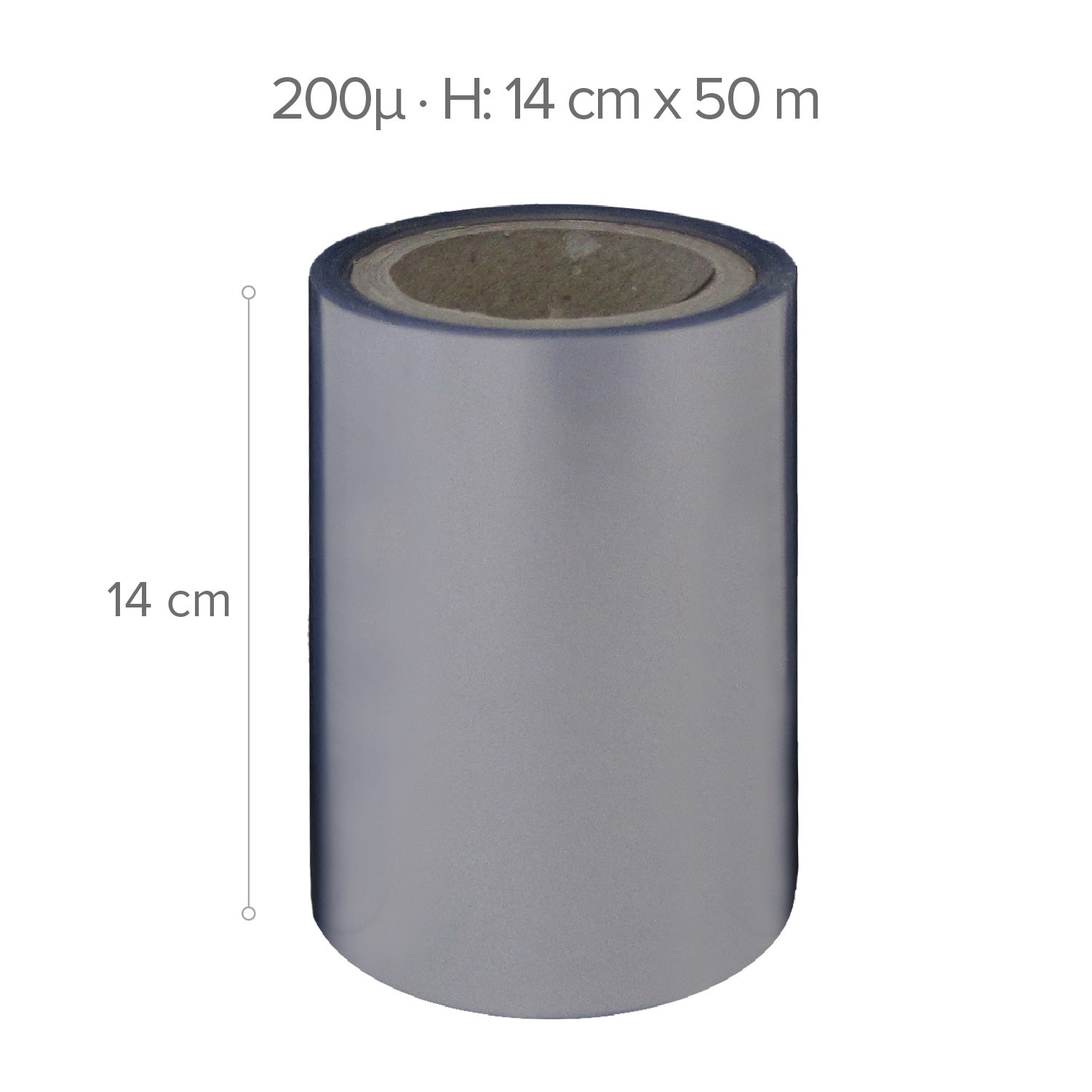 ROLO DE PVC TRANSPARENTE – 50 M – H14 CM – 200µ (ACETATO)–