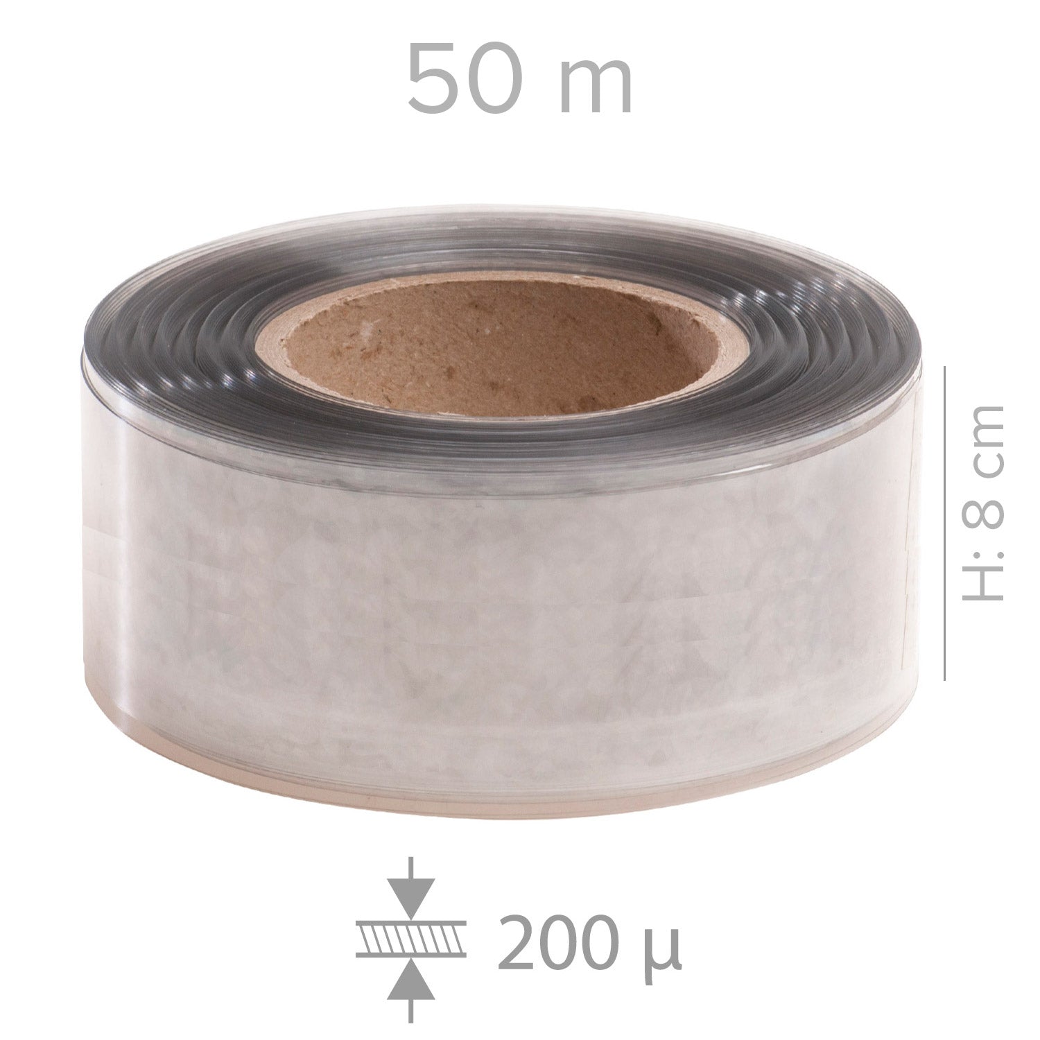 PVC ROLLO TRANSPARENTE - 50 M - H8CM - 200 MICRAS (ACETATO)