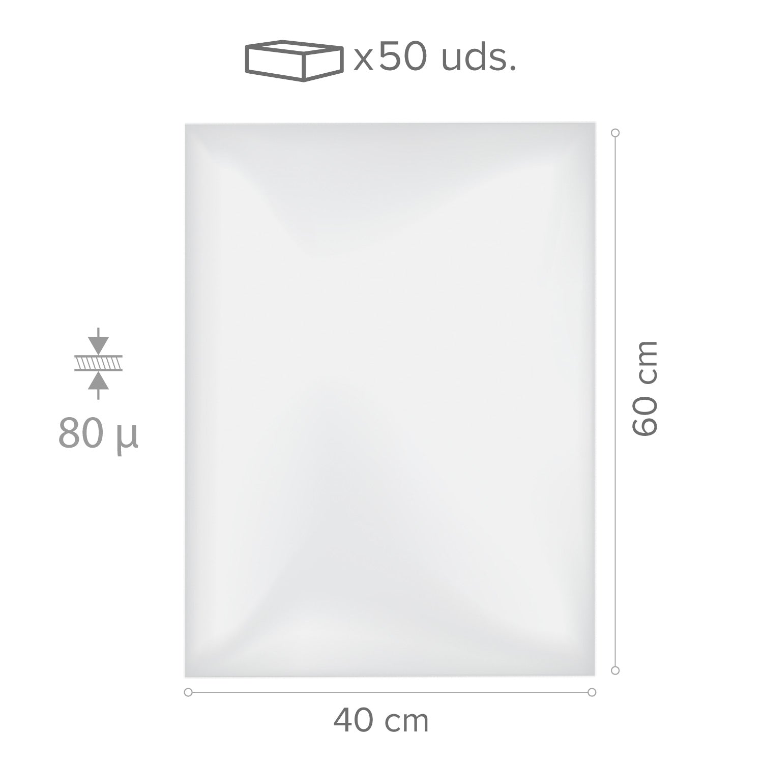 FOGLIA DI PVC ACETATO 60X40CM -80 µ -  50 UDS