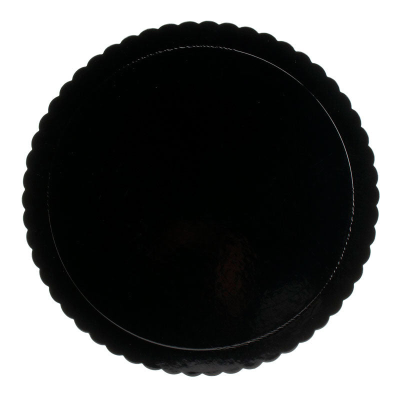 PLATO REDONDO PARA TARTA NEGRO BORDE ONDULADO Ø 30 CM H 3 MM