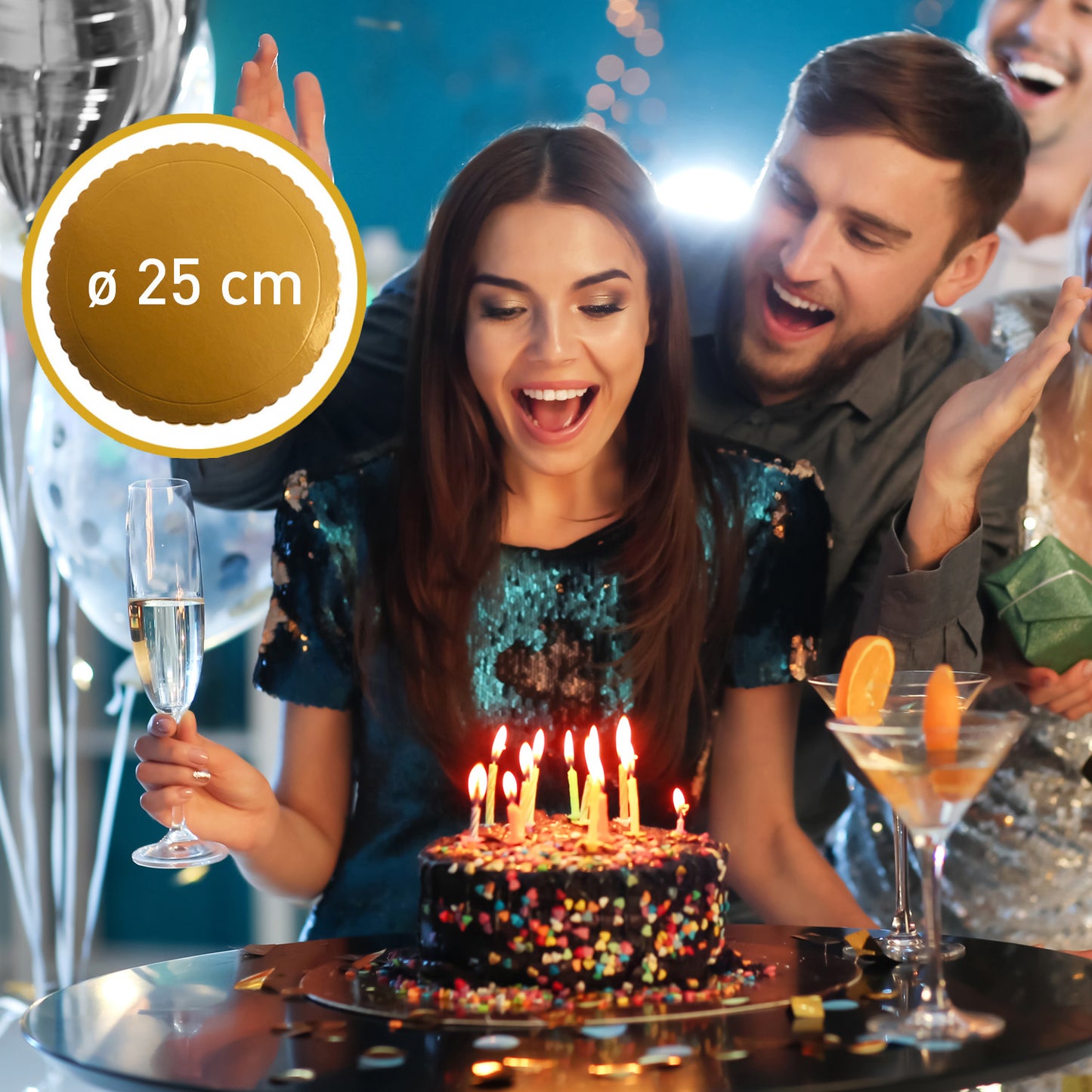 PLATO REDONDO PARA TARTA ORO BORDE ONDULADO Ø 25 CM H 3 MM