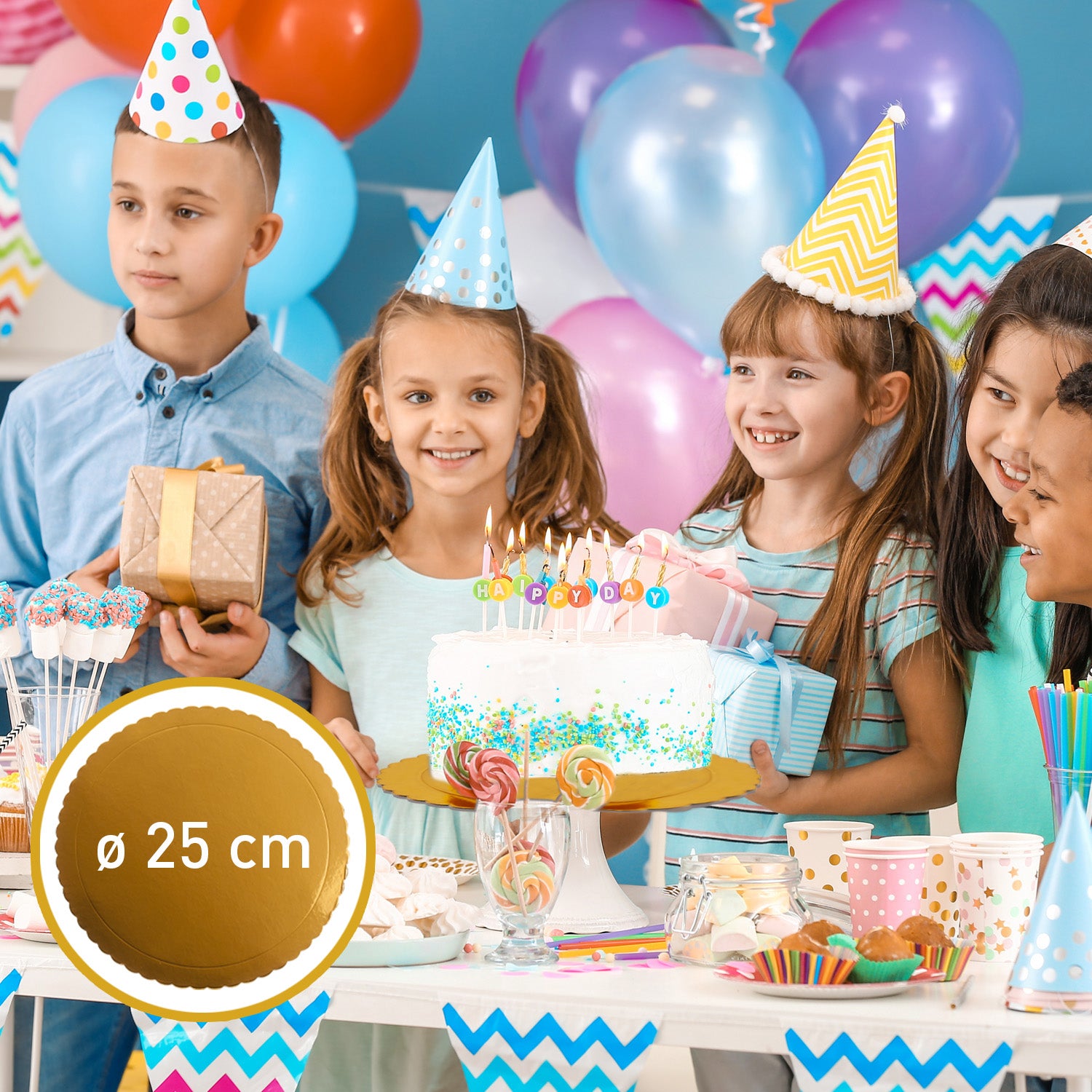 PLATO REDONDO PARA TARTA ORO BORDE ONDULADO Ø 25 CM H 3 MM