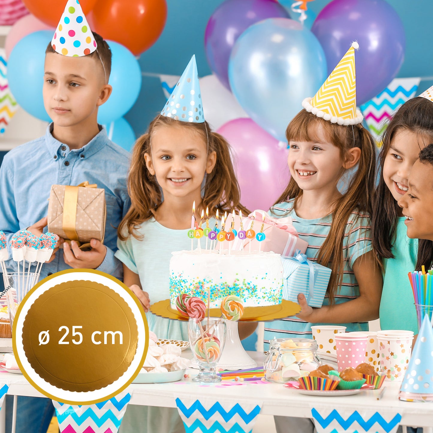 PLATO REDONDO PARA TARTA ORO BORDE ONDULADO Ø 25 CM H 3 MM