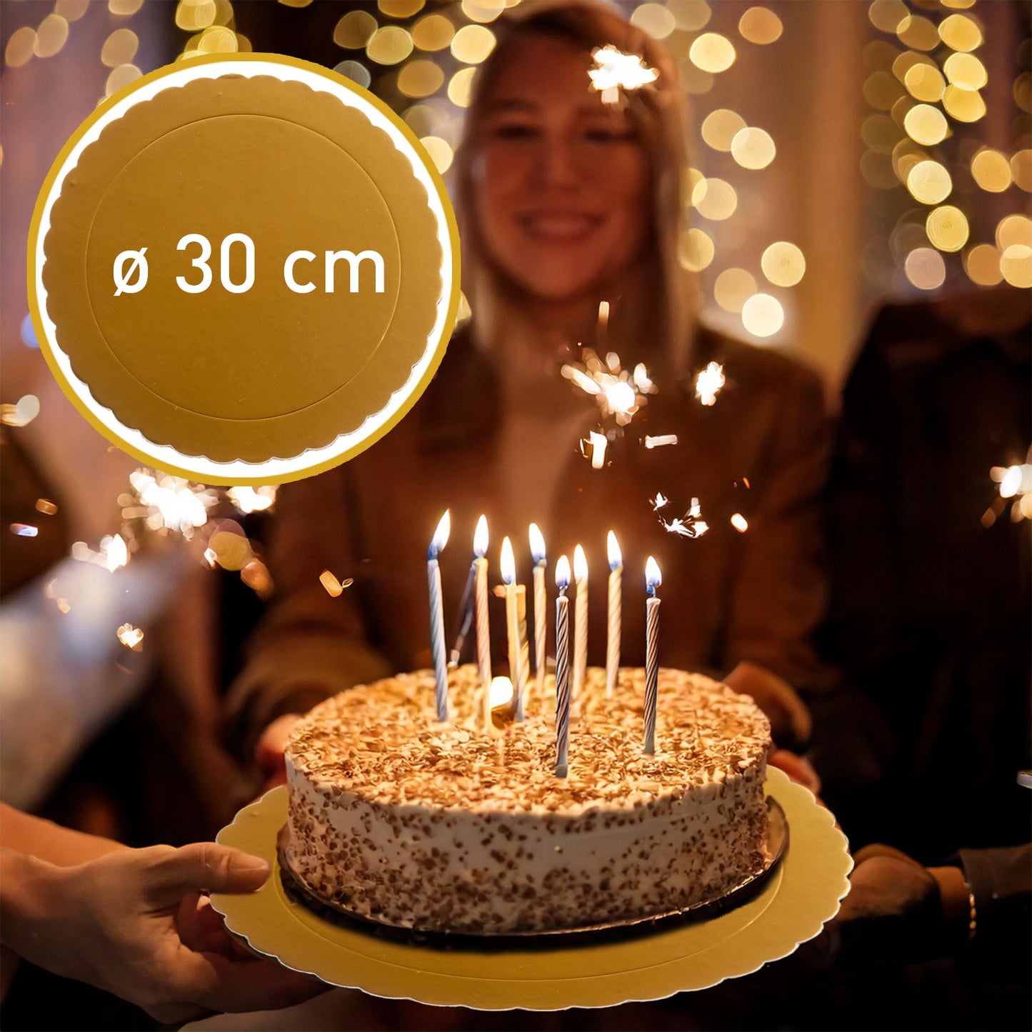 PLATO REDONDO PARA TARTA ORO BORDE ONDULADO Ø 30 CM H 3 MM