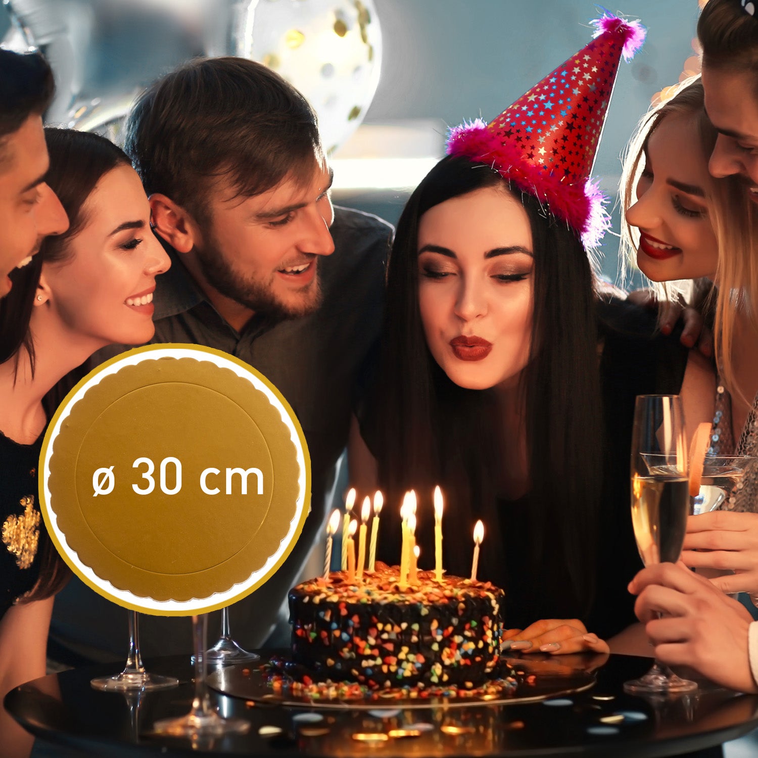 PLATO REDONDO PARA TARTA ORO BORDE ONDULADO Ø 30 CM H 3 MM