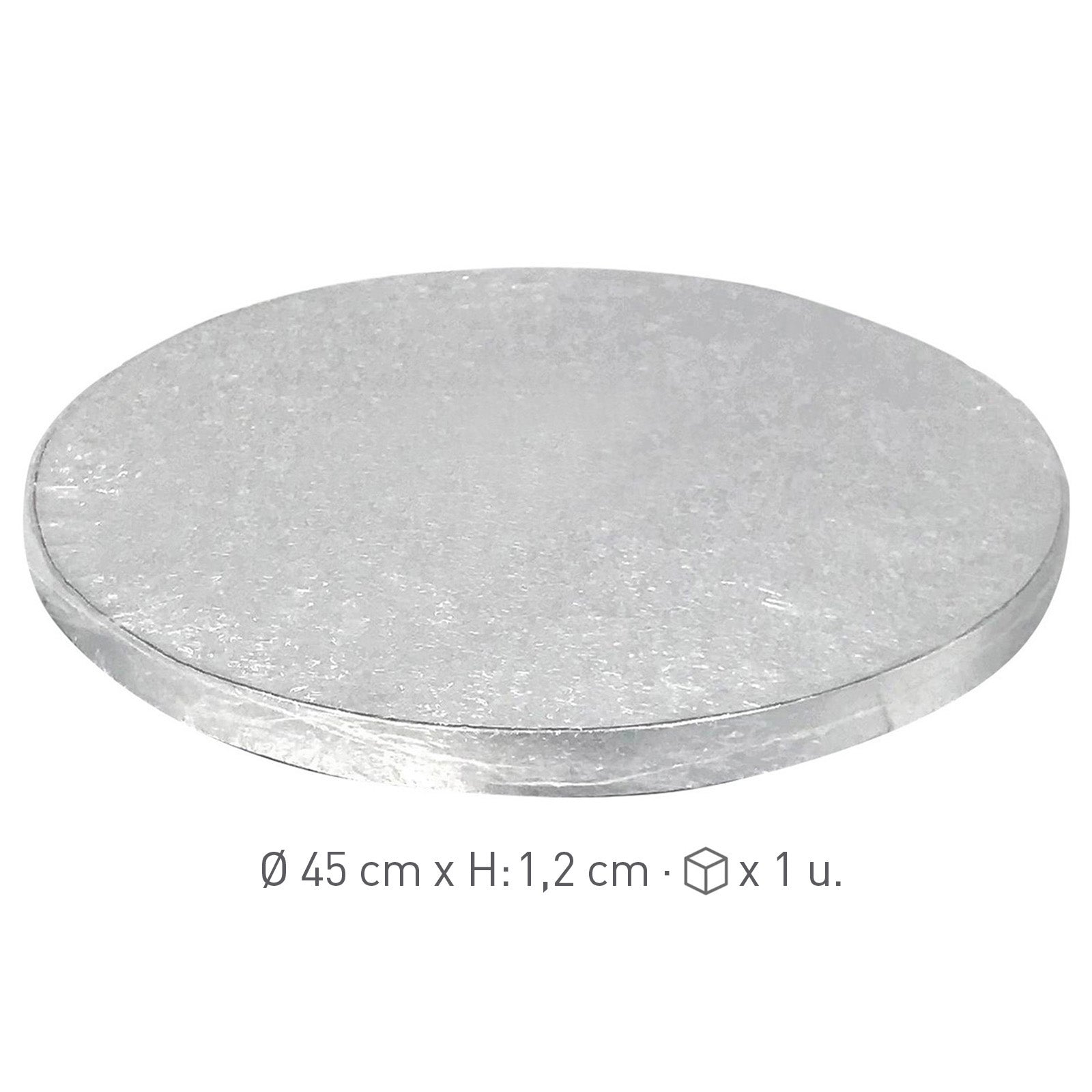 BASE DE TARTA REDONDA PLATEADA Ø 45CM H 1.2CM