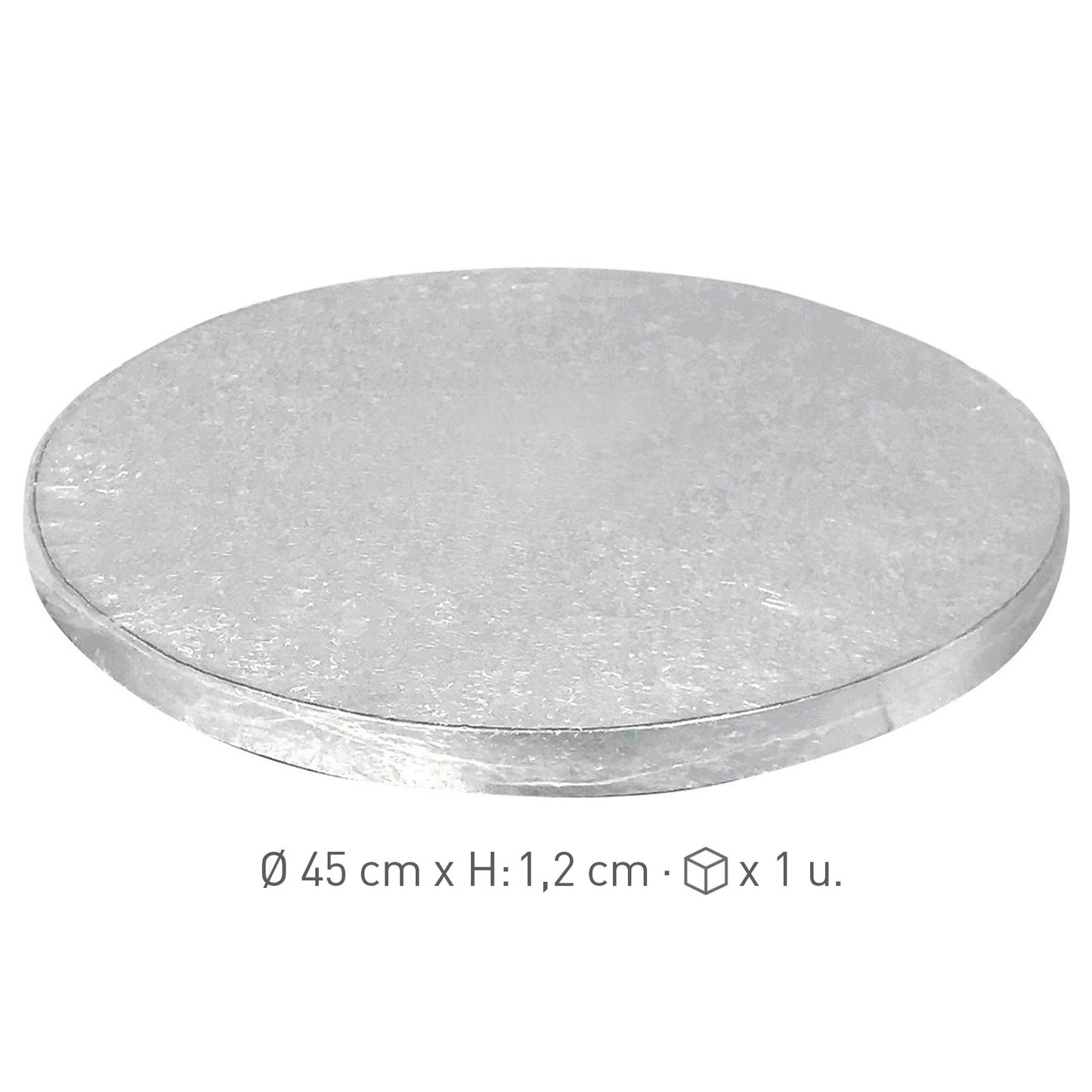 BASE DE TARTA REDONDA PLATEADA Ø 45CM H 1.2CM
