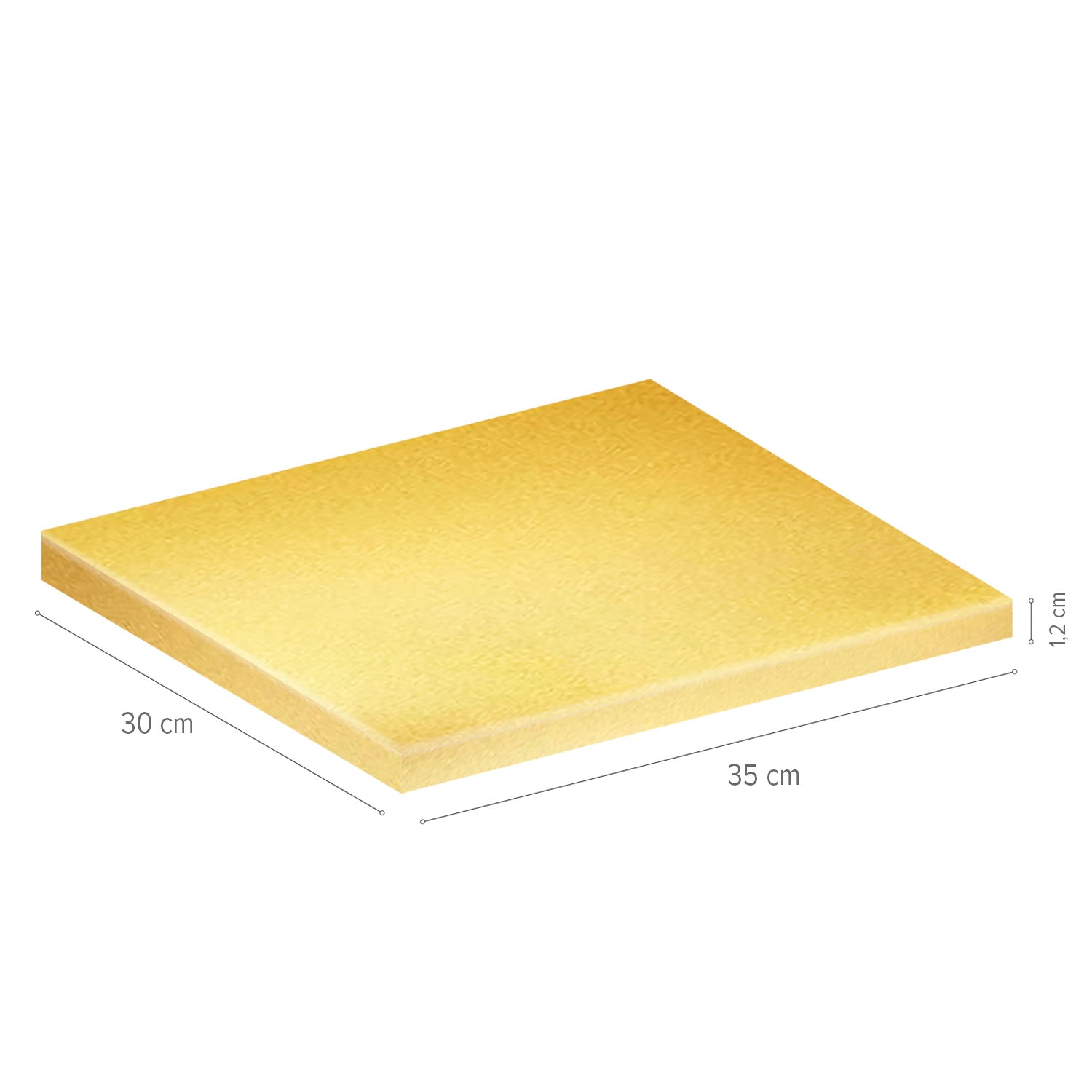 BASE DE TARTA RECTANGULAR DORADA 35X30 CM   H1.2CM