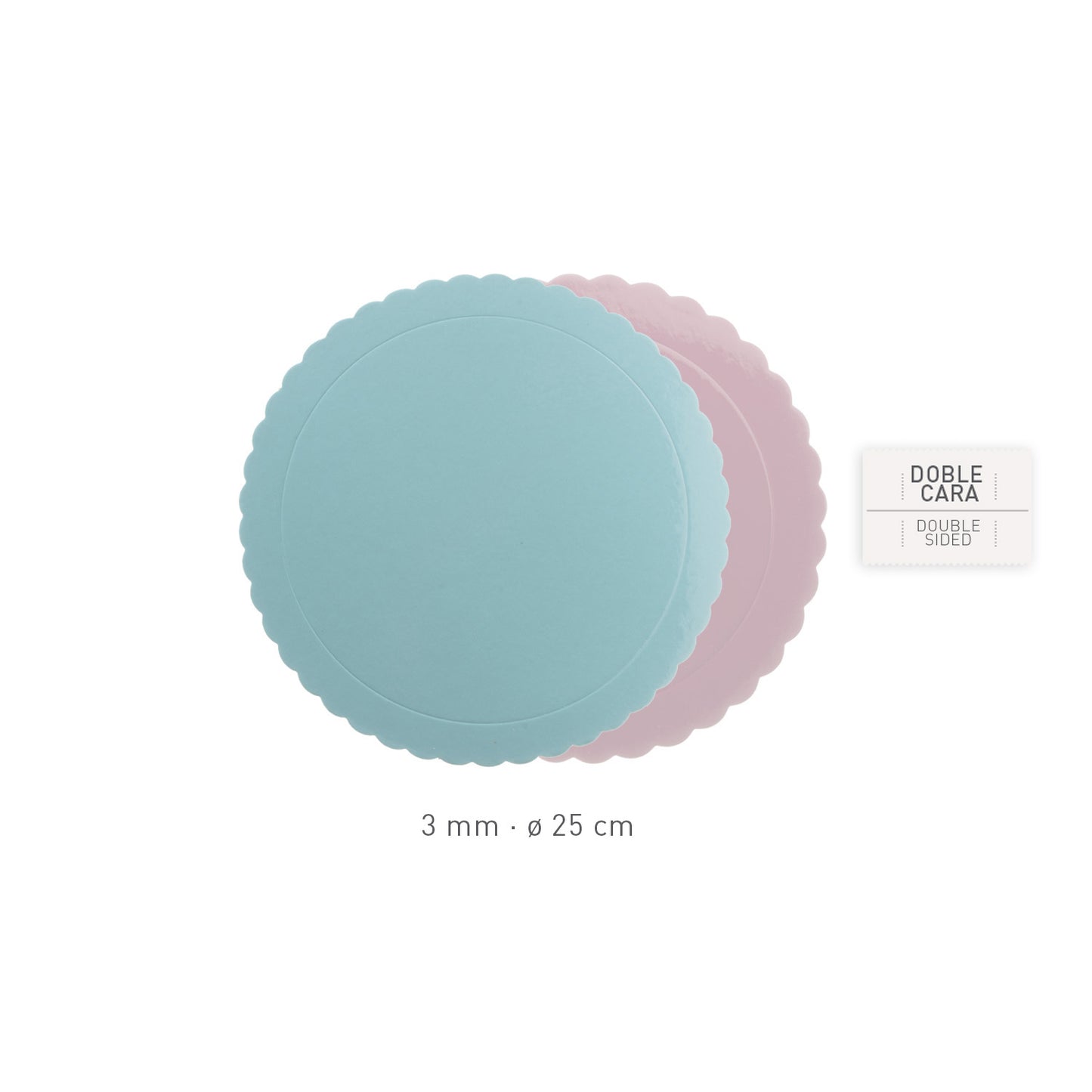 PLATO REDONDO PARA TARTA ONDULADO AZUL / ROSA 3MM Ø 25CM