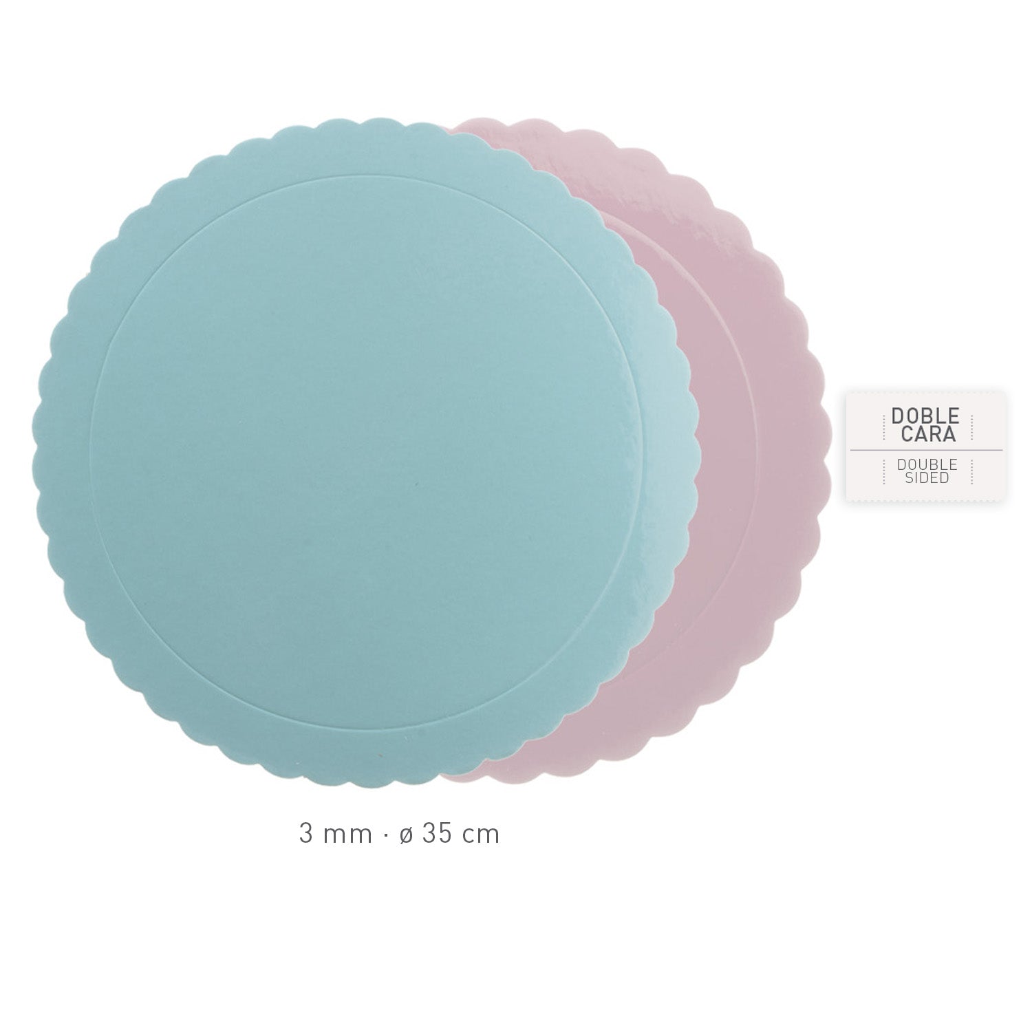 PLATO REDONDO PARA TARTA ONDULADO AZUL / ROSA 3MM Ø 35CM