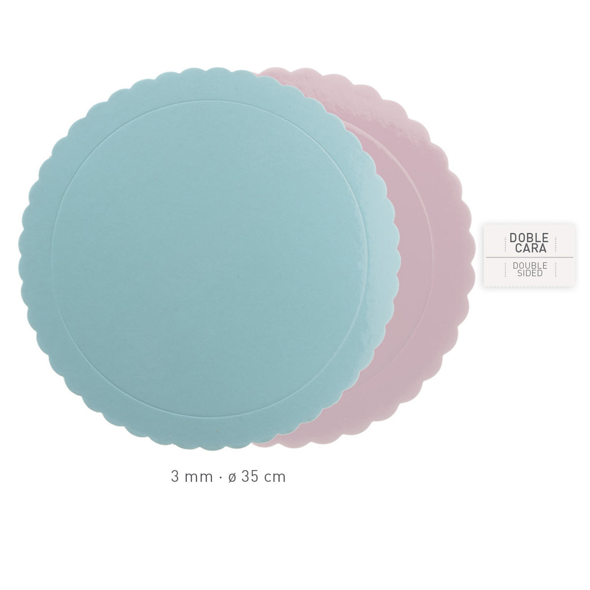 PLATO REDONDO PARA TARTA ONDULADO AZUL / ROSA 3MM Ø 35CM