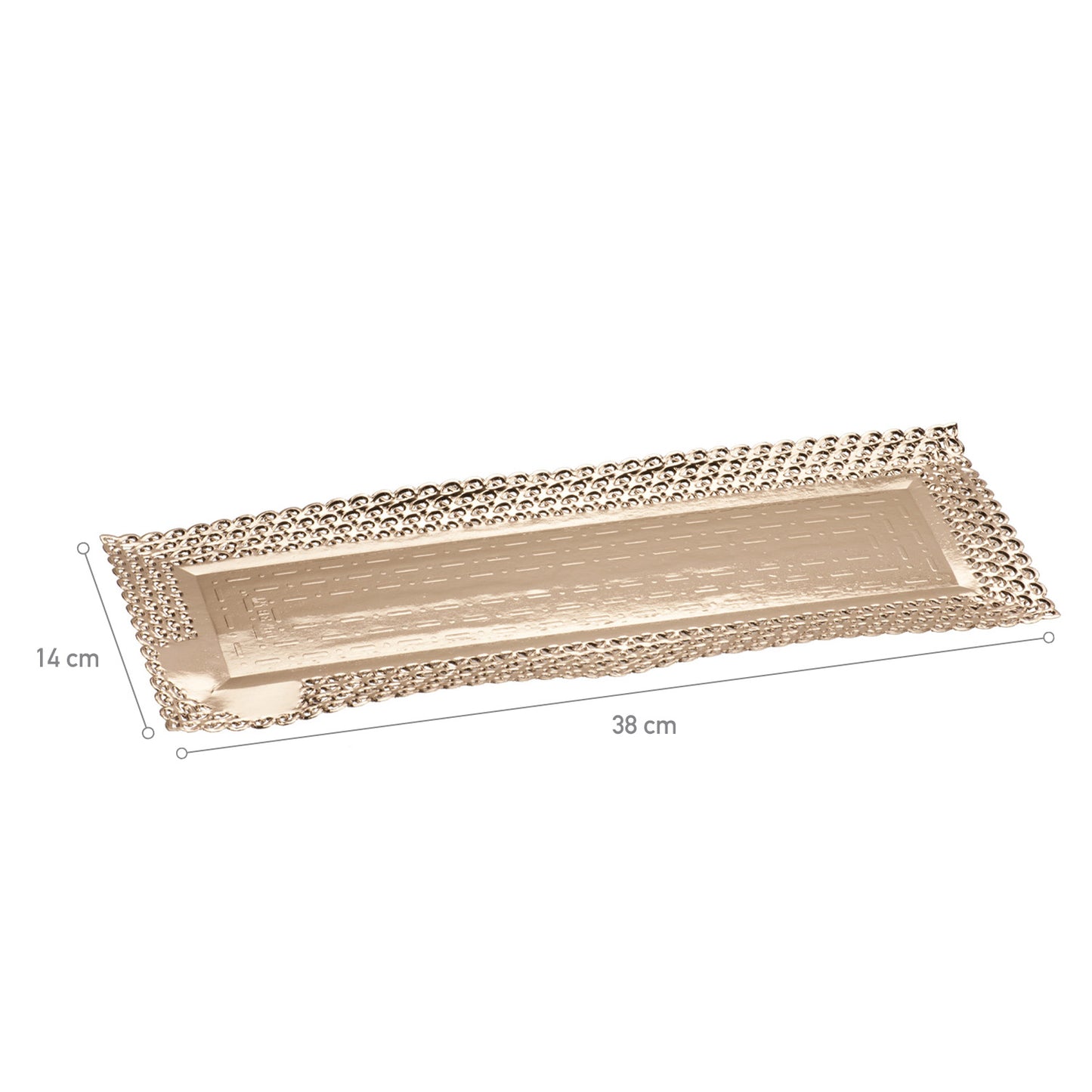 BANDEJA OURO RECTANGULAR 14X38CM