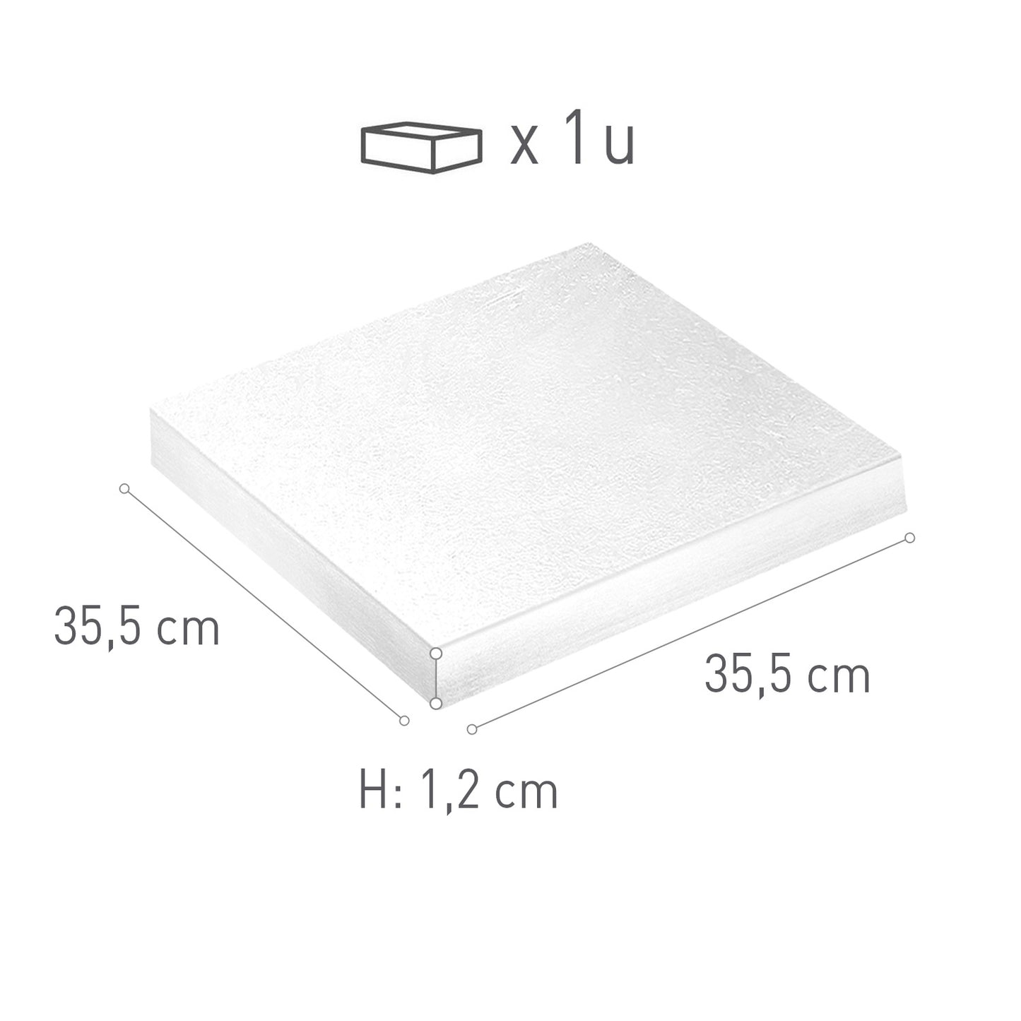 BASE DE TARTA CUADRADA BLANCA 35.5X35.5CM H1.2CM