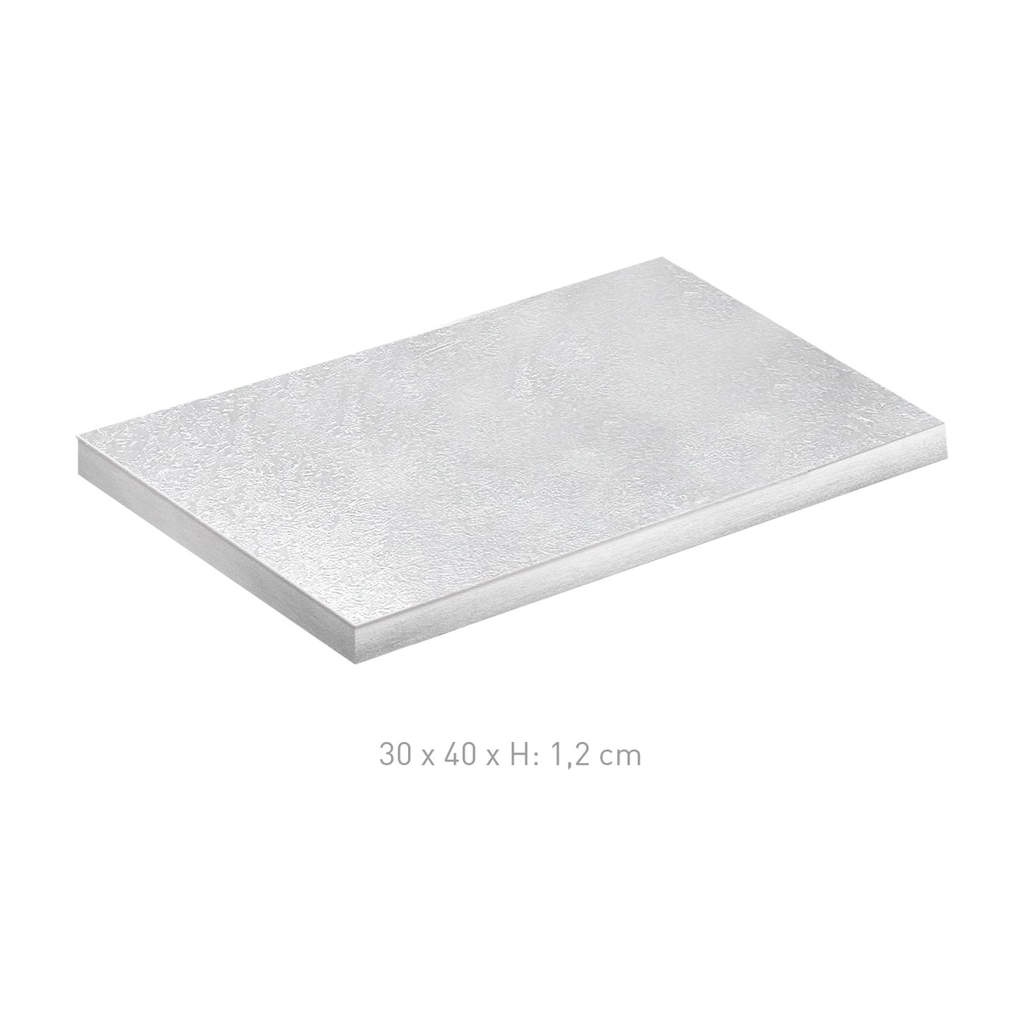 BASE À GÂTEAU RECTANGULAIRE ARGENTÉE 30X40 H1.2CM