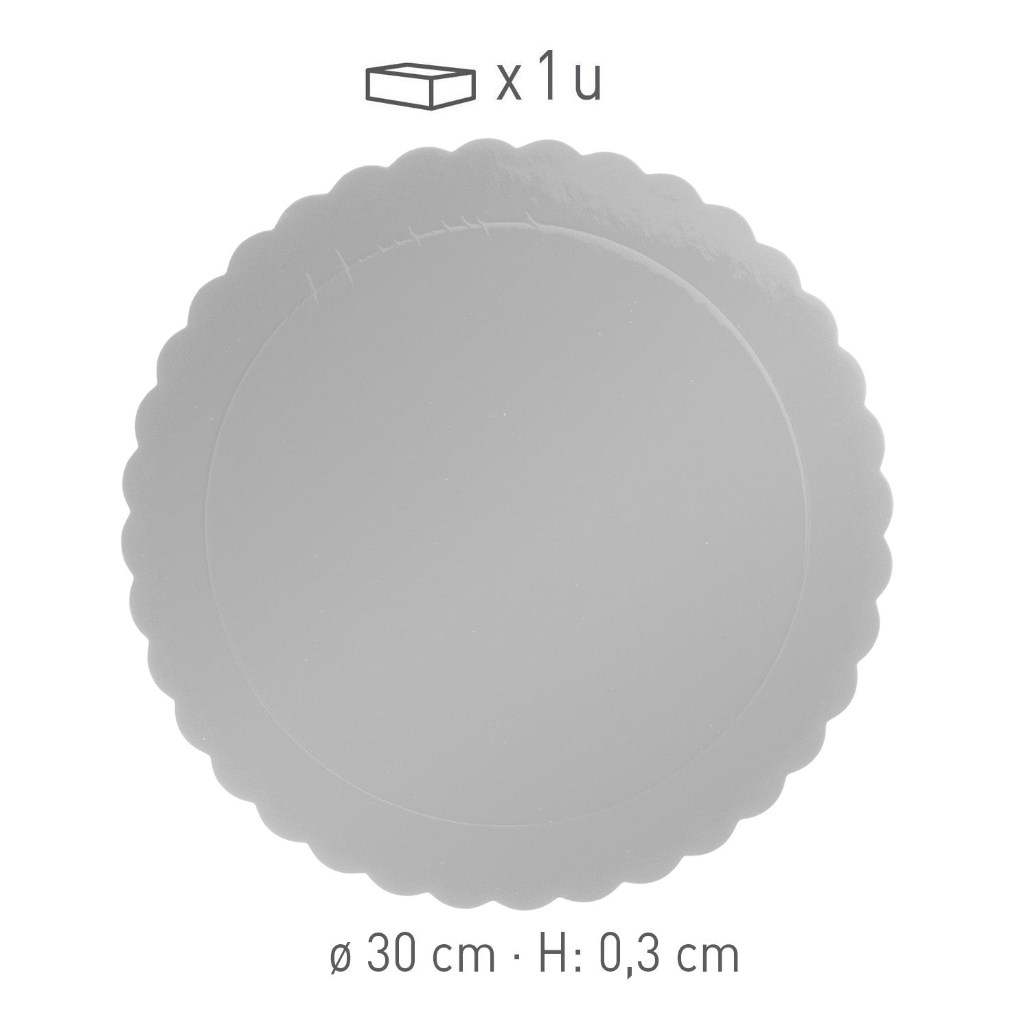 PIATTO ROTONDO ONDULATO D'ARGENTO 3MM 30CM