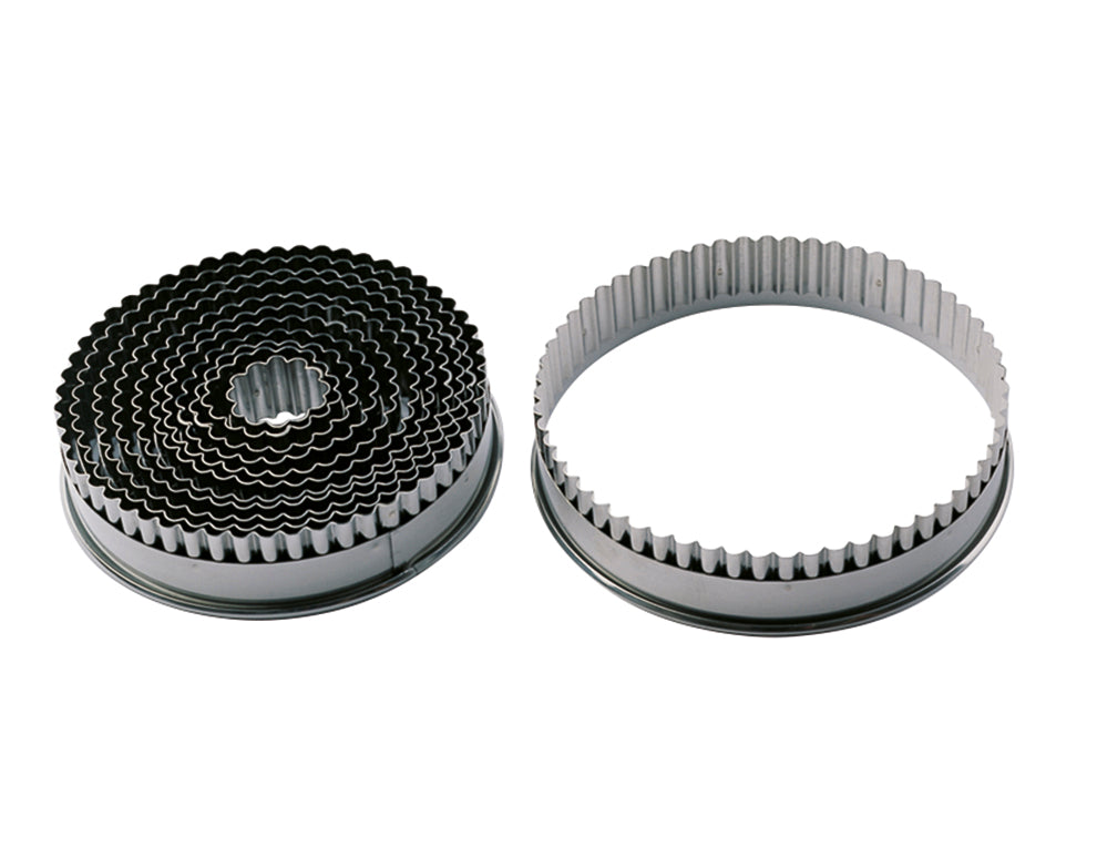 CORTADOR MASSA CIRCULAR ONDULADO AÇO INOX | Ø 3 - 14CM 12 PCS