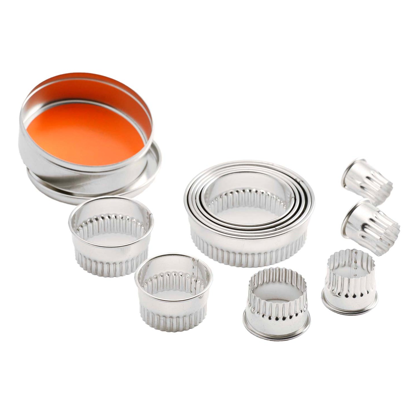 CORTADOR MASSA CIRCULAR ONDULADO AÇO INOX | Ø 3 - 14CM 12 PCS