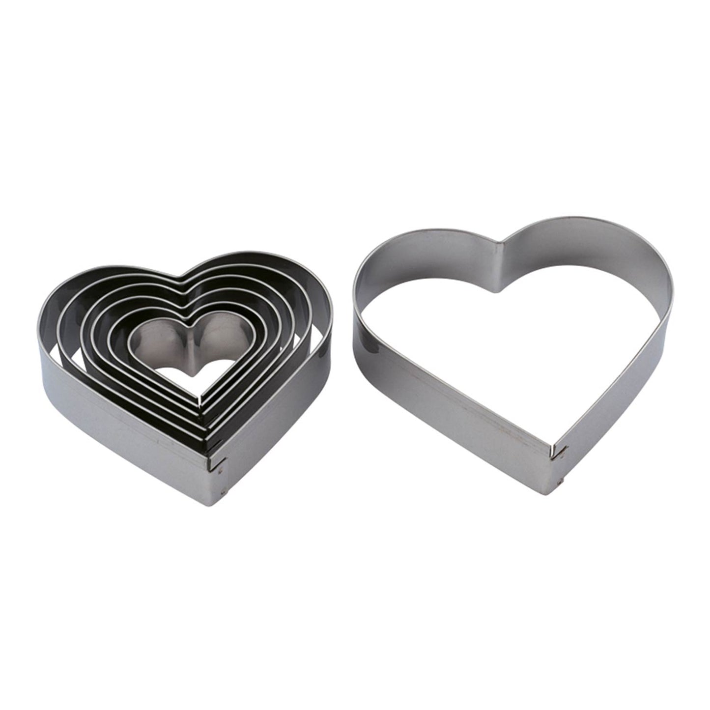 CORTAPASTA ACERO INOX FORMA DE CORAZÓN 7 PIEZAS SURTIDAS 3,5 - 8,5 CM