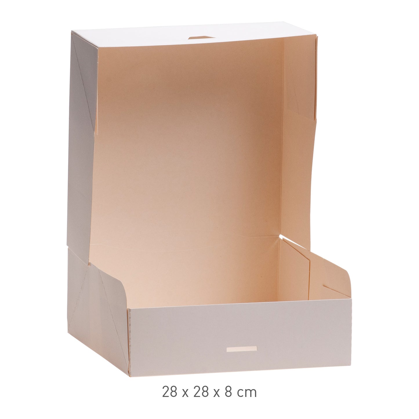 CAIXA PARA BOLOS EM CARTÃO BRANCO 28X28X8CM