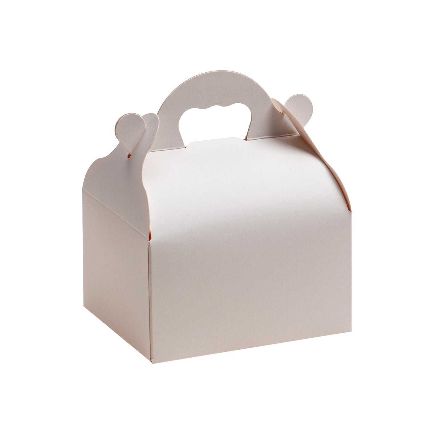 CAIXA DE PASTELARIA DE CARTÃO BRANCA COM PEGAS 10X12X7CM