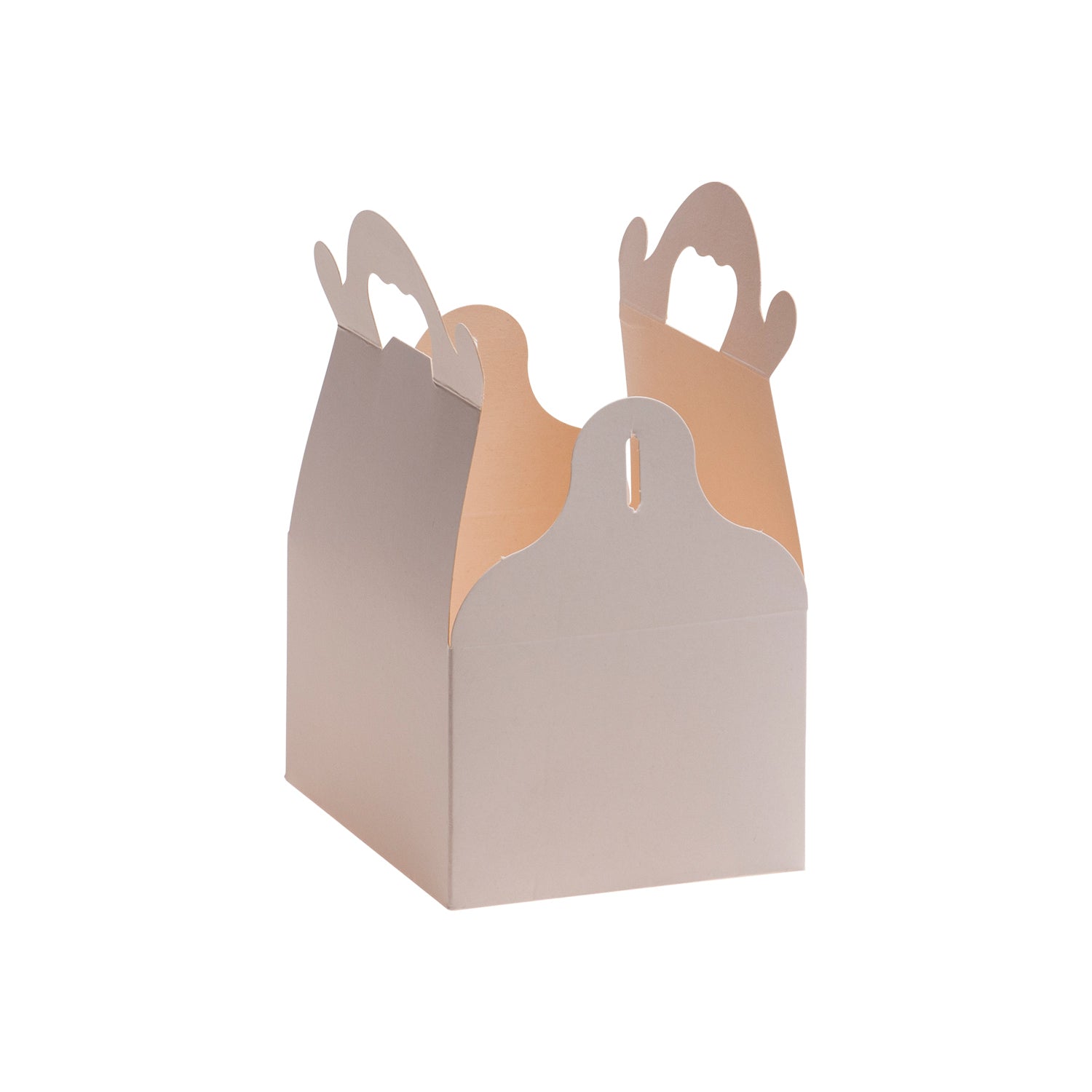 CAIXA DE PASTELARIA DE CARTÃO BRANCA COM PEGAS 10X12X7CM
