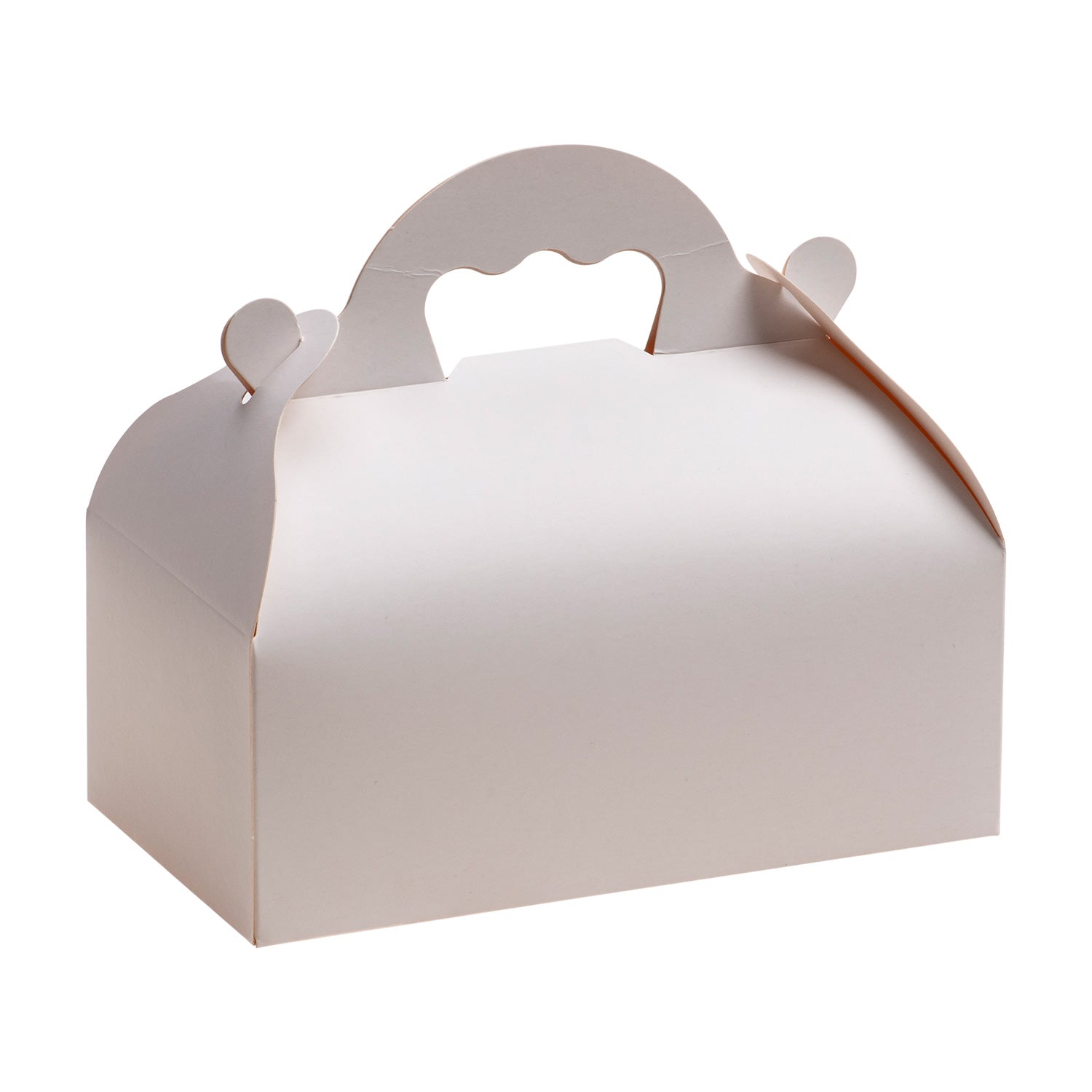 CAIXA DE PASTELARIA DE CARTÃO BRANCA COM PEGAS 10X18X7CM