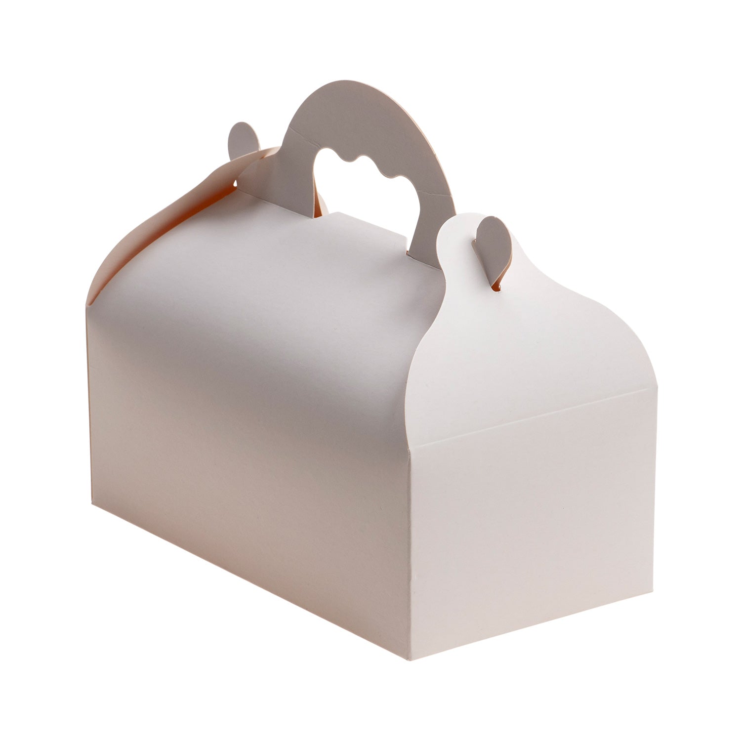 CAIXA DE PASTELARIA DE CARTÃO BRANCA COM PEGAS 10X18X7CM