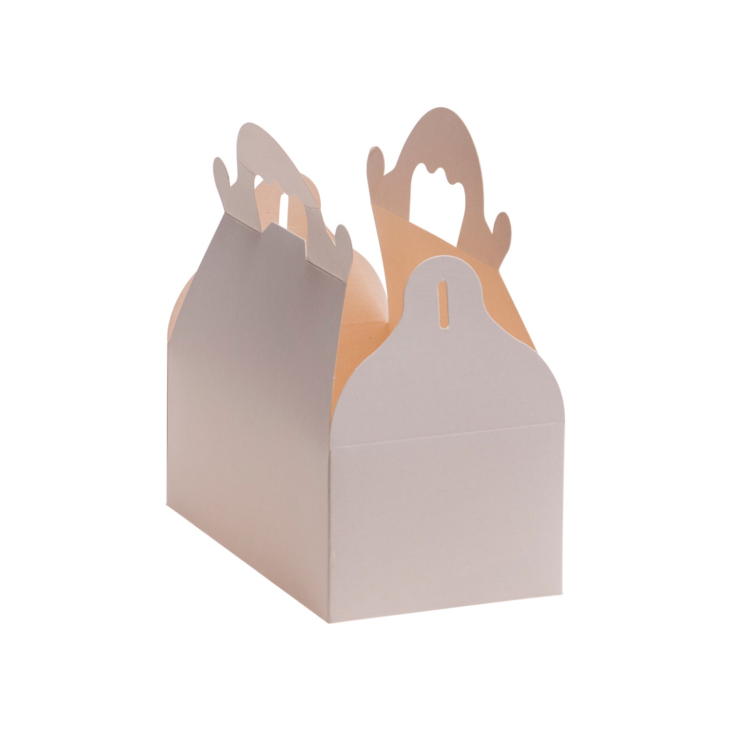 CAIXA DE PASTELARIA DE CARTÃO BRANCA COM PEGAS 10X18X7CM