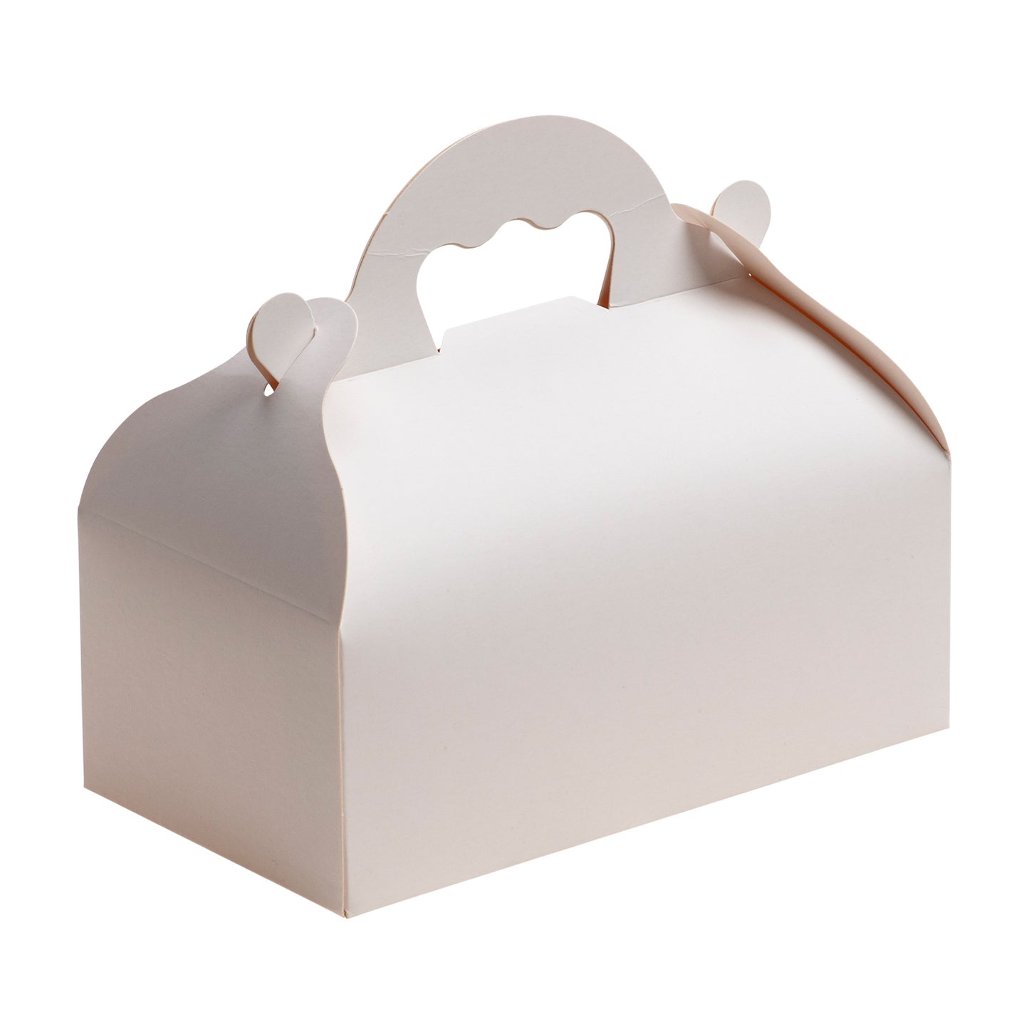 CAIXA DE PASTELARIA DE CARTÃO BRANCA COM PEGAS 10X18X7CM
