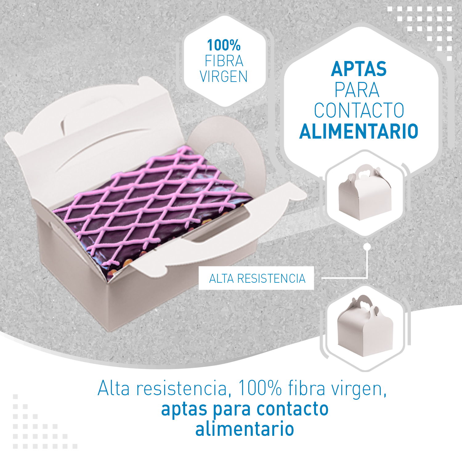 CAJA BLANCA CARTÓN CON ASAS DE PASTELERÍA 10X18X7CM