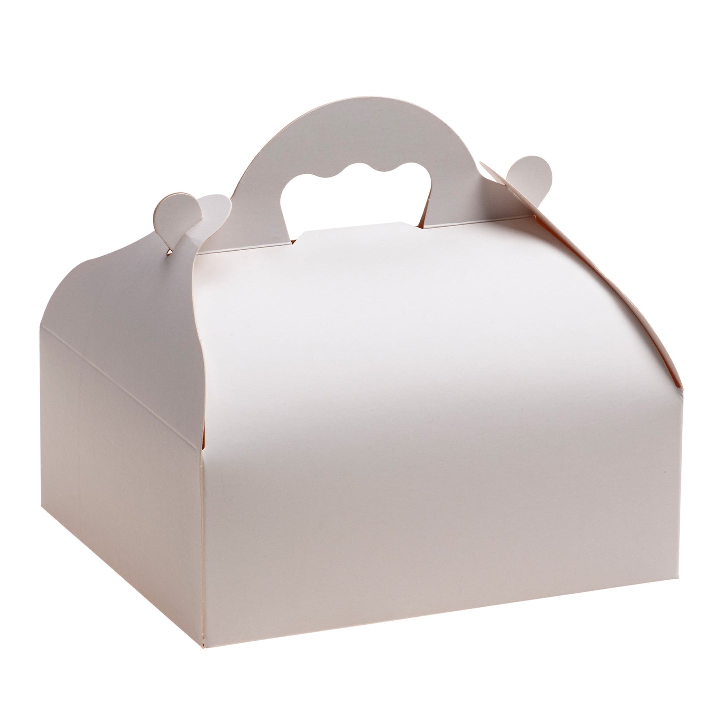 SCATOLA DA PASTICCERIA DI CARTONE BIANCA CON MANICI 16X18X7CM