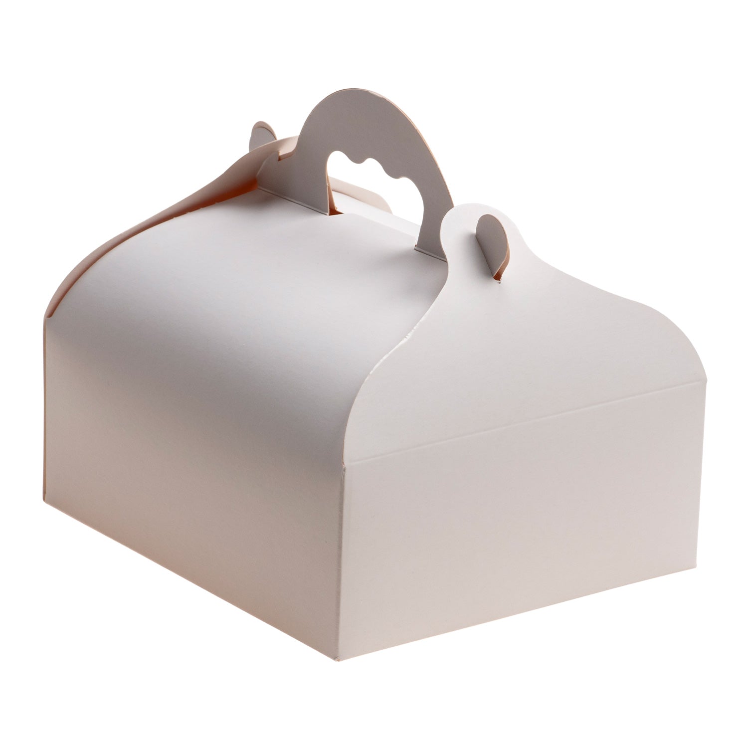 CAJA BLANCA CARTÓN CON ASAS DE PASTELERÍA 16X18X7CM