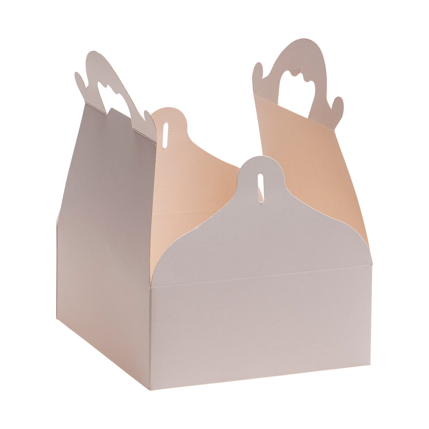 CAJA BLANCA CARTÓN CON ASAS DE PASTELERÍA 16X18X7CM