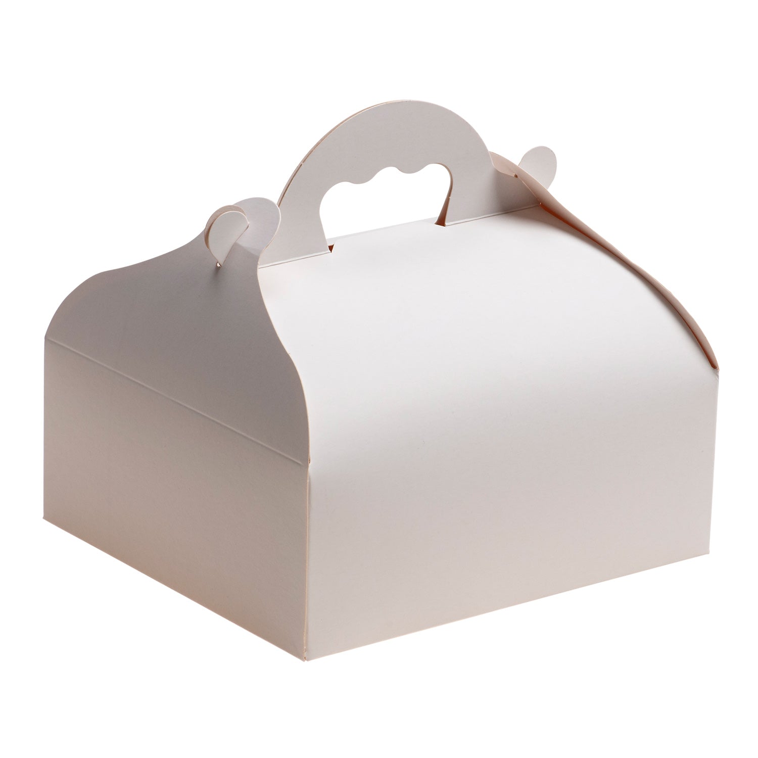 CAJA BLANCA CARTÓN CON ASAS DE PASTELERÍA 16X18X7CM