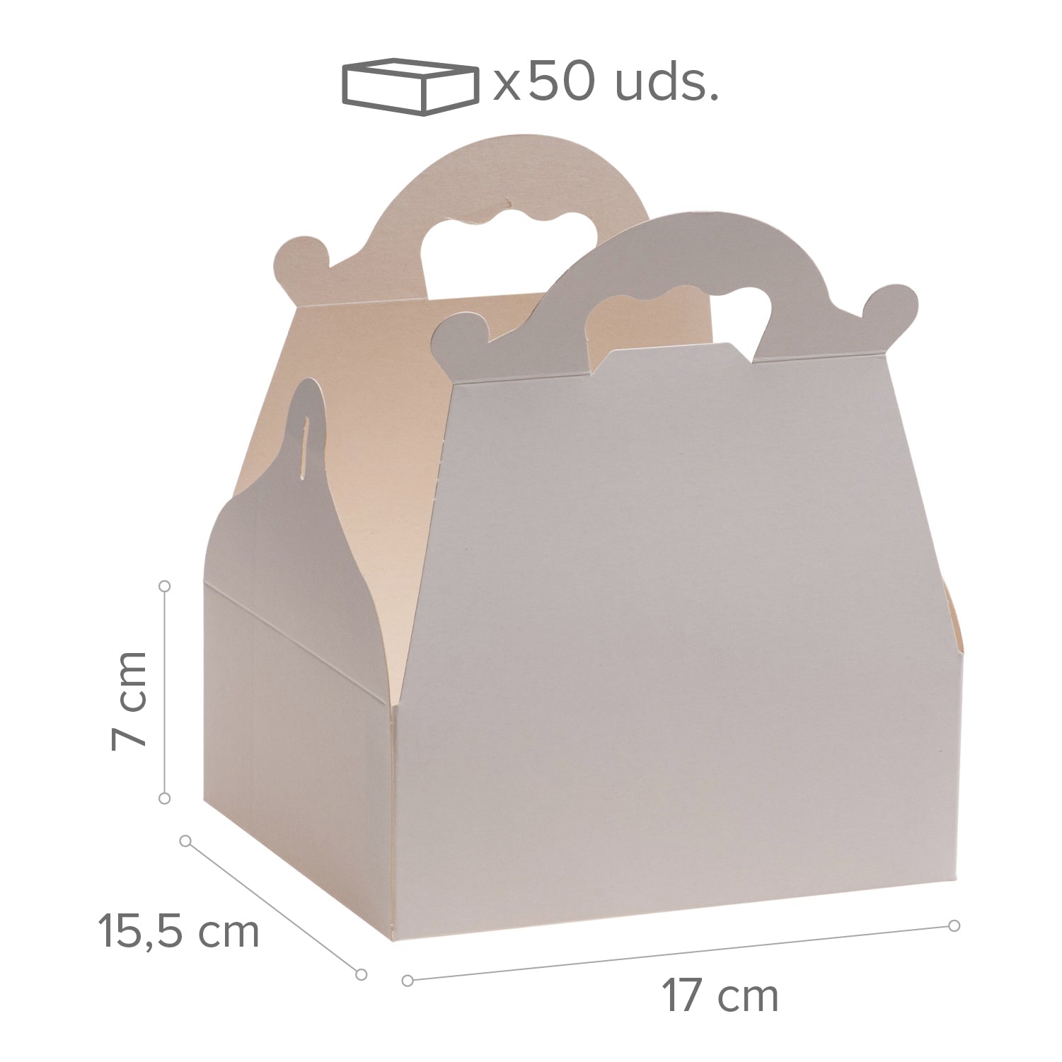 CAJA TARTA BLANCA CARTON CON ASA 17X15,5X7cm