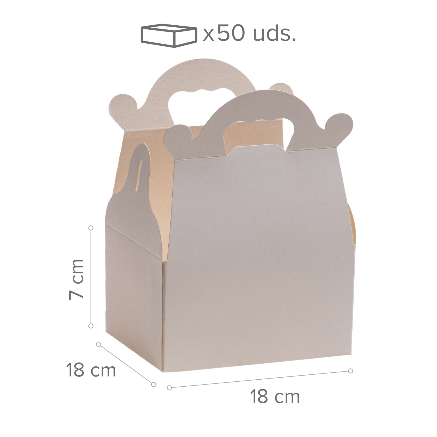 CAJA TARTA BLANCA CARTON CON ASA 18X18X7CM