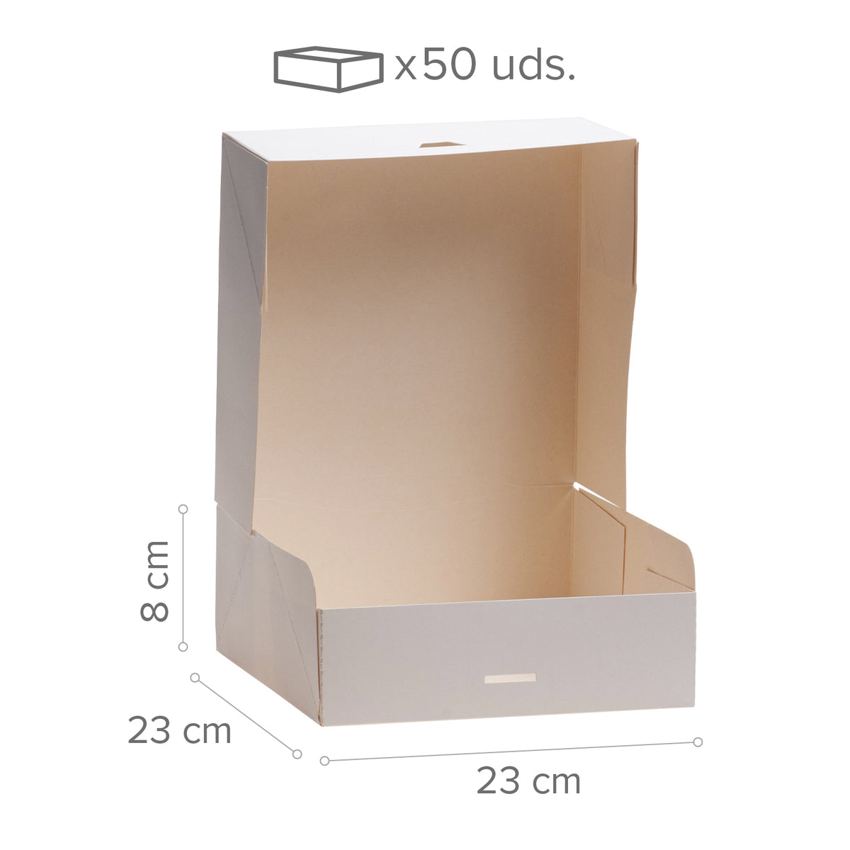 CAJA TARTA BLANCA CARTON 23X23X8CM