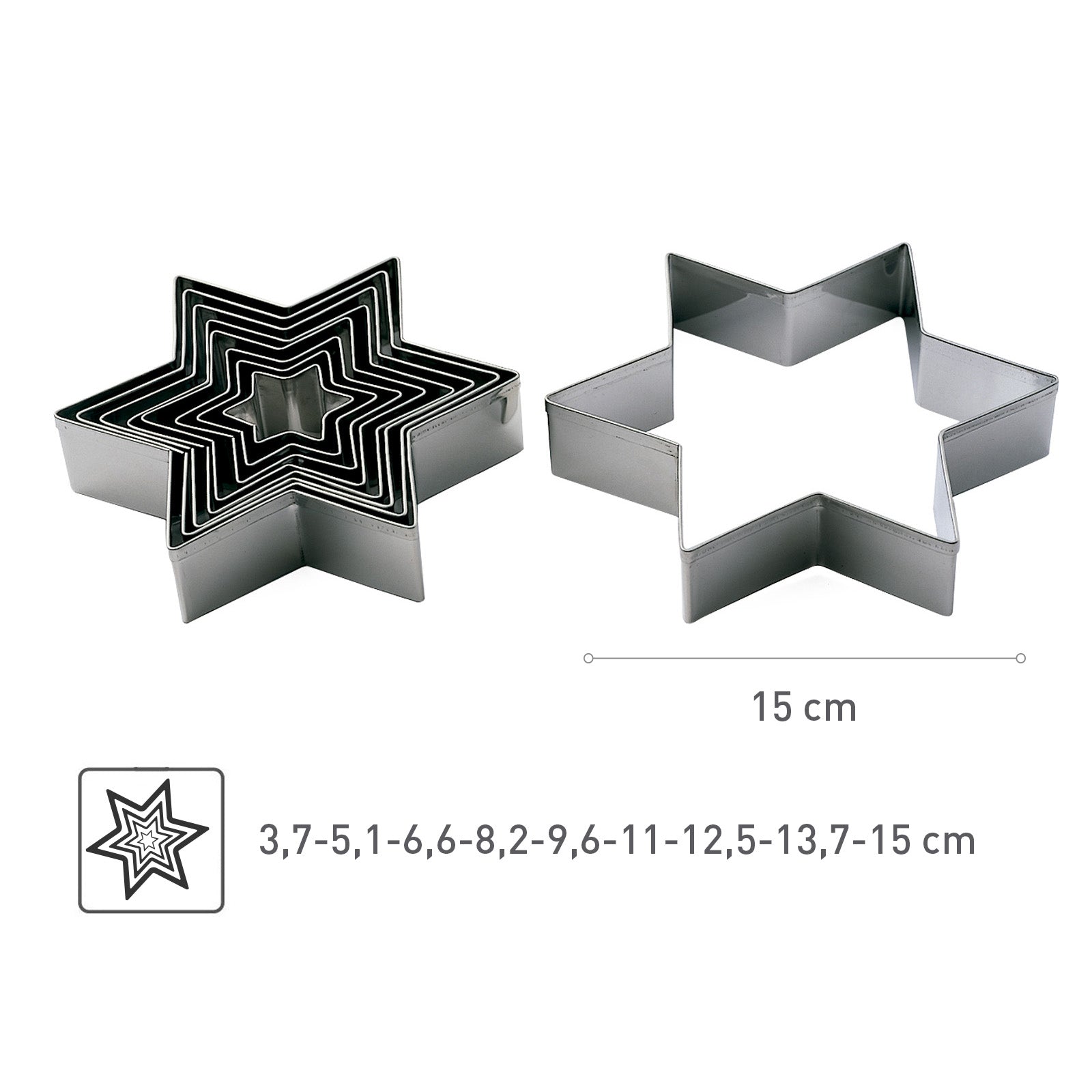 JUEGO CORTAPASTAS ESTRELLA ACERO INOX | 9 PIEZAS SURTIDAS