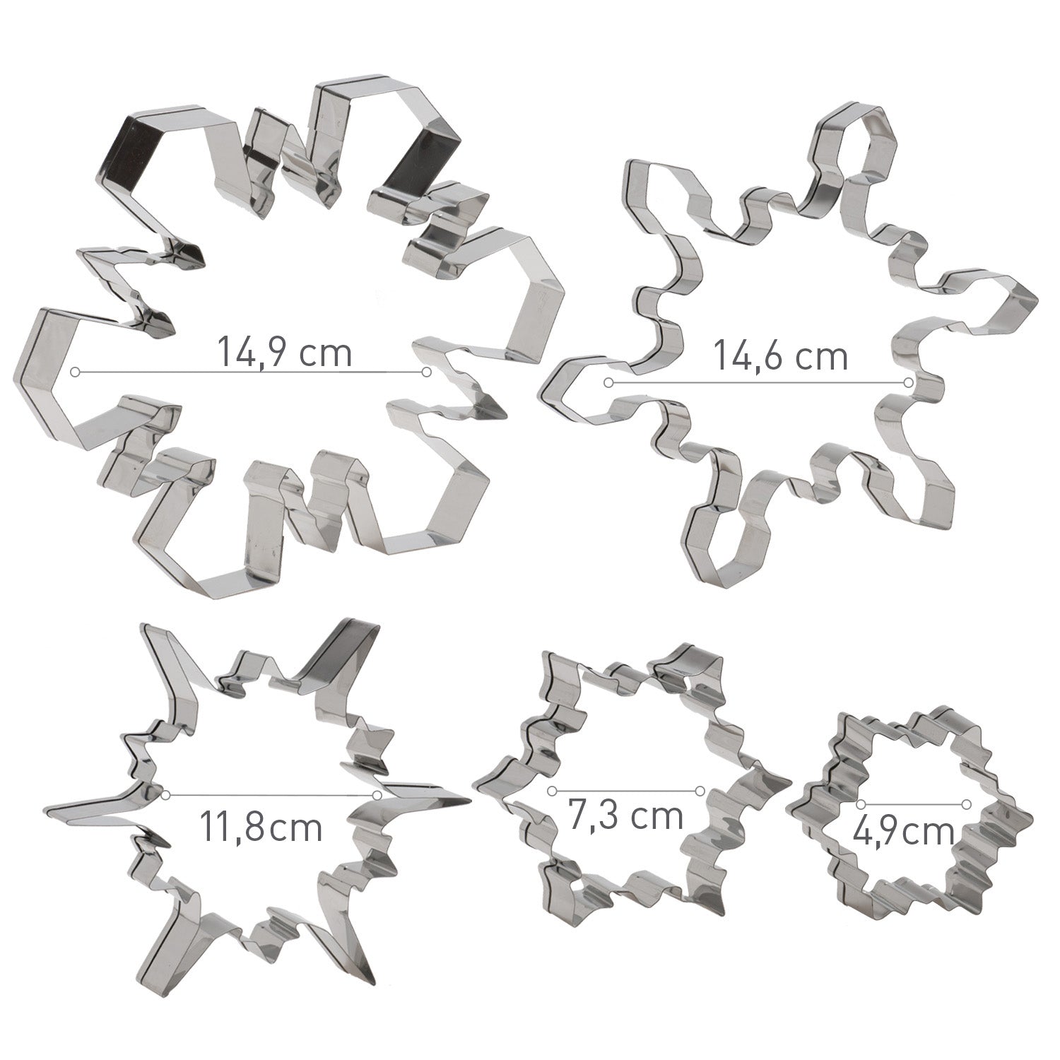 SET CORTAPASTAS ACERO INOX | COPOS DE NIEVE 5 PIEZAS SURTIDA