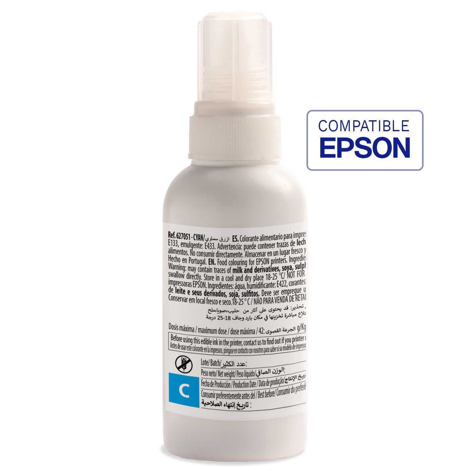 BOUTEILLE D'ENCRE CYAN COMPATIBLE EPSON EKOTANK 100CC