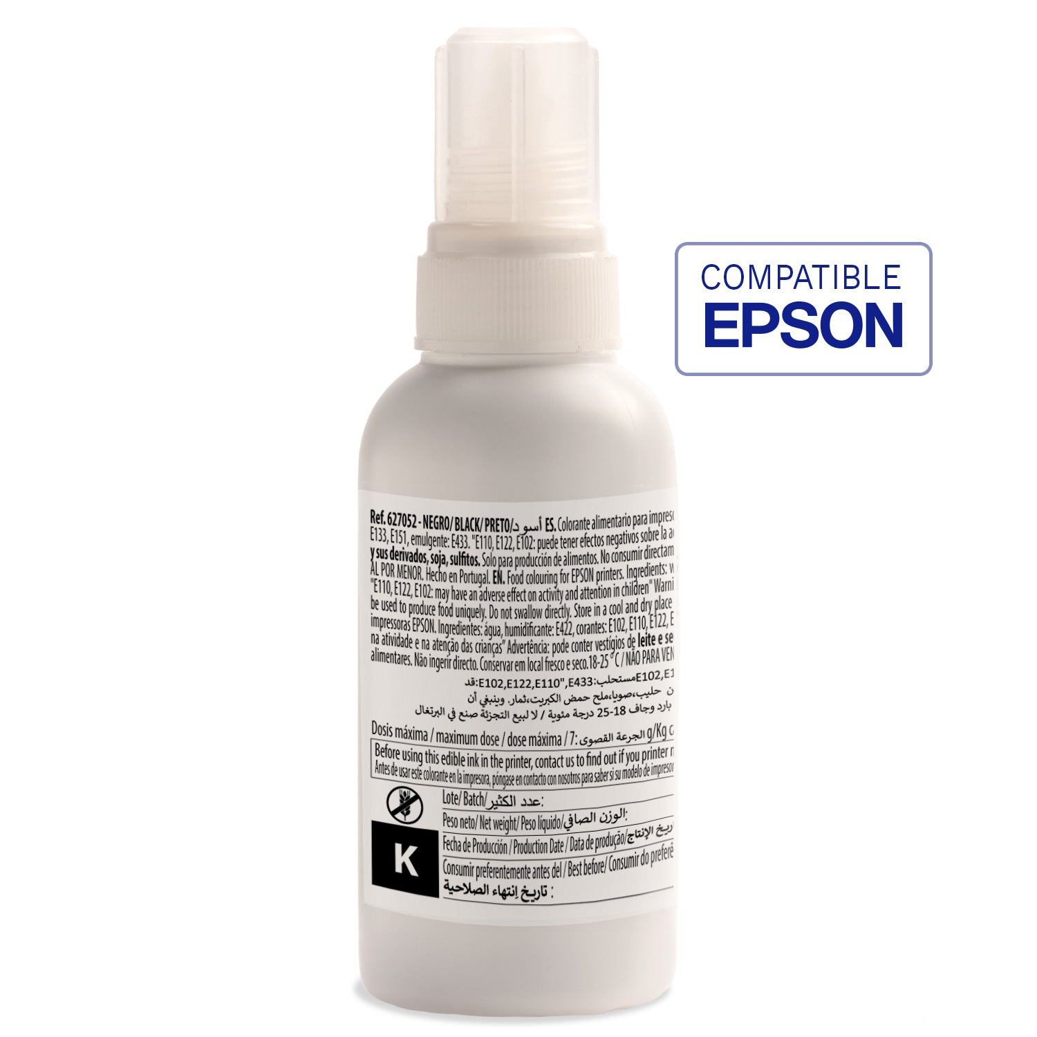 GARRAFA TINTA PRETA COMPATÍVEL EPSON EKOTANK 100CC