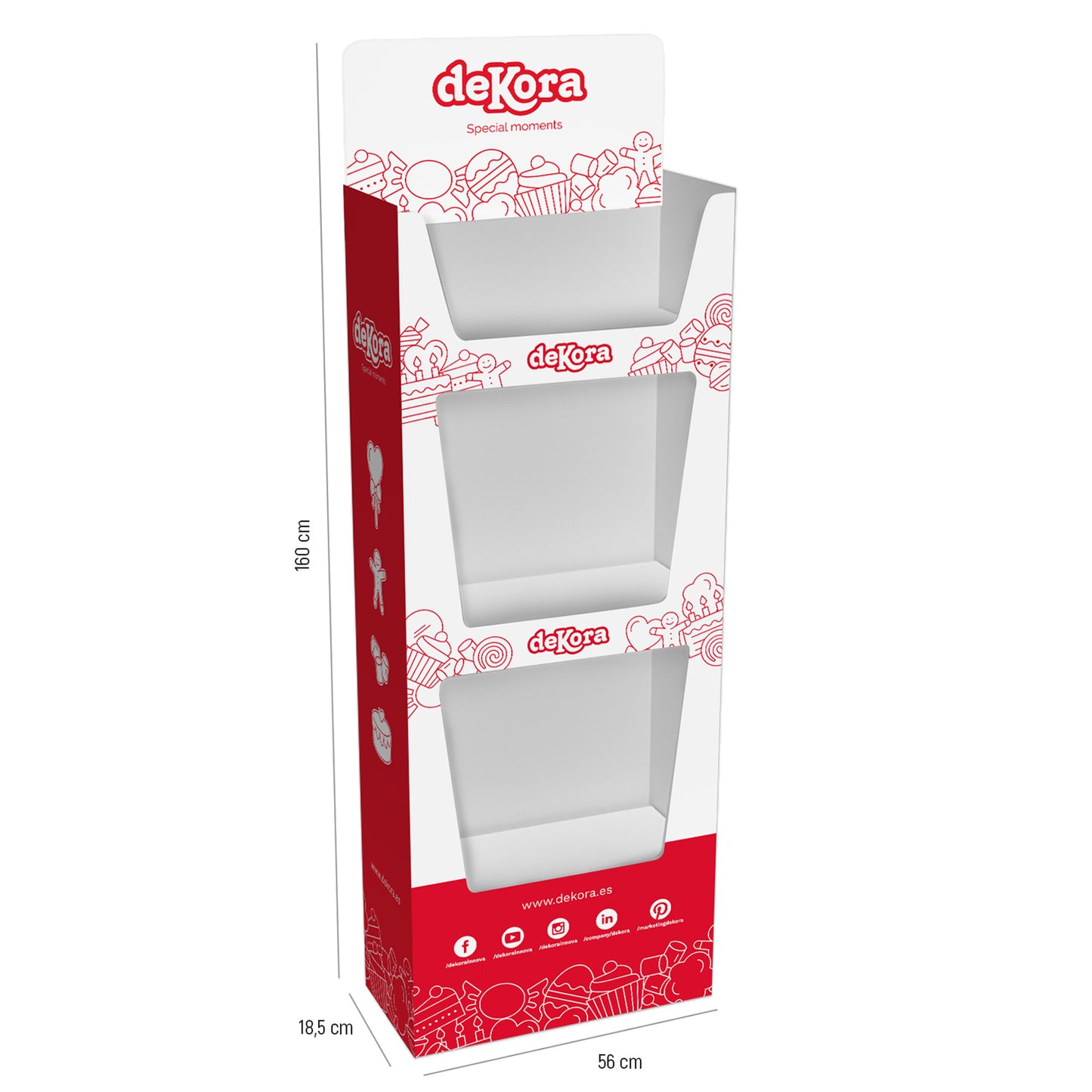 PRESENTOIR EN CARTON 3 PLATEAUX 560 x360 x1480CM