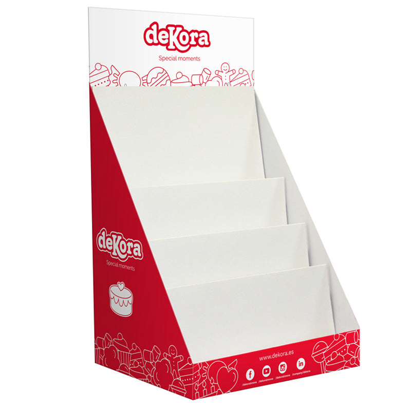 EXPOSITOR CARTÓN SOBREMESA DISCOS COMESTIBLES 420 x 220 x 50 MM