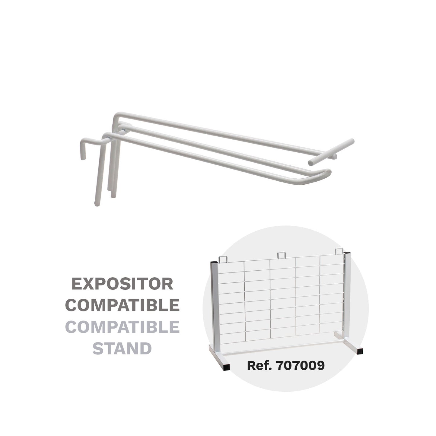 GANCHOS PORTA PRECIO METAL BLANCO DE EXPOSITOR REJILLA 20CM