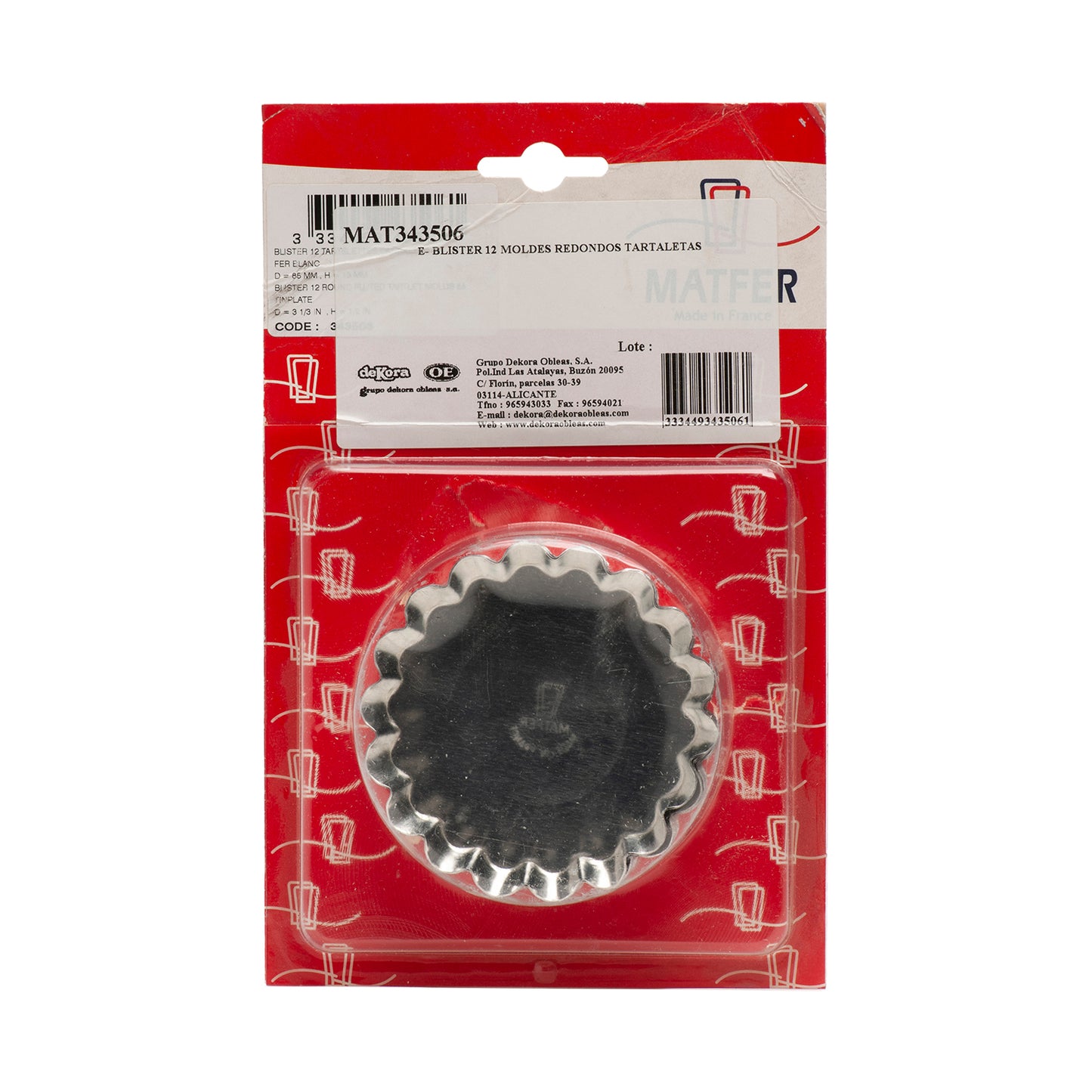 BLISTER 12 MOLDES REDONDOS TARTALETAS Ø 9CM H 1,5CM